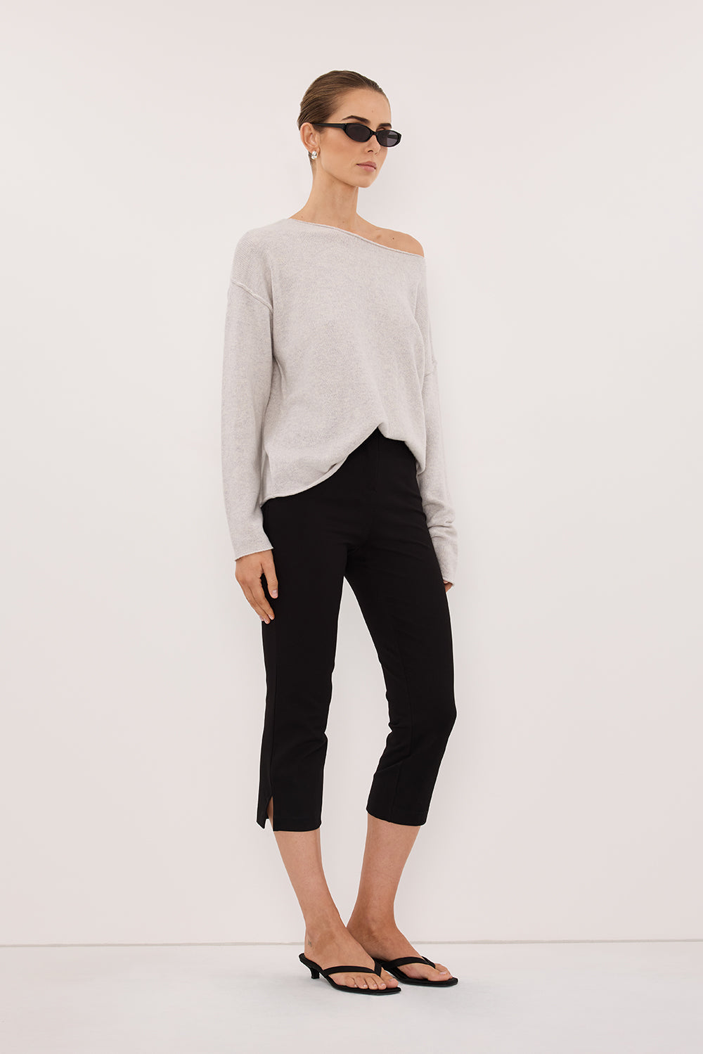 TESS SILVER BOATNECK KNIT JUMPER