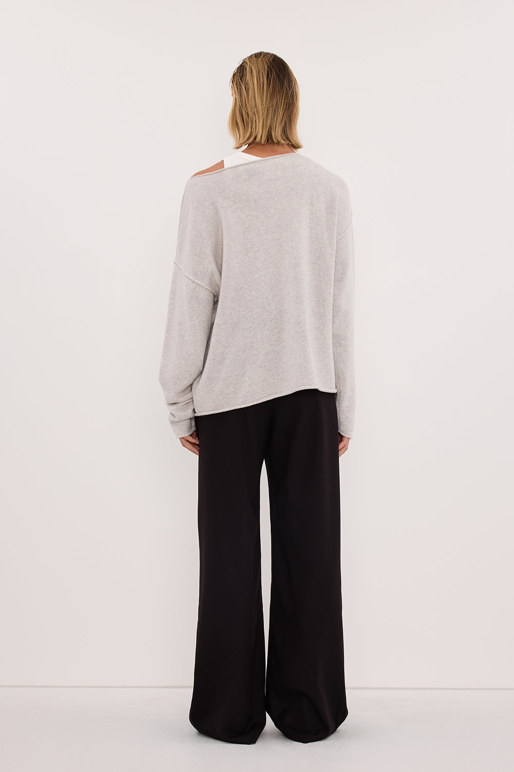 TESS SILVER BOATNECK KNIT JUMPER