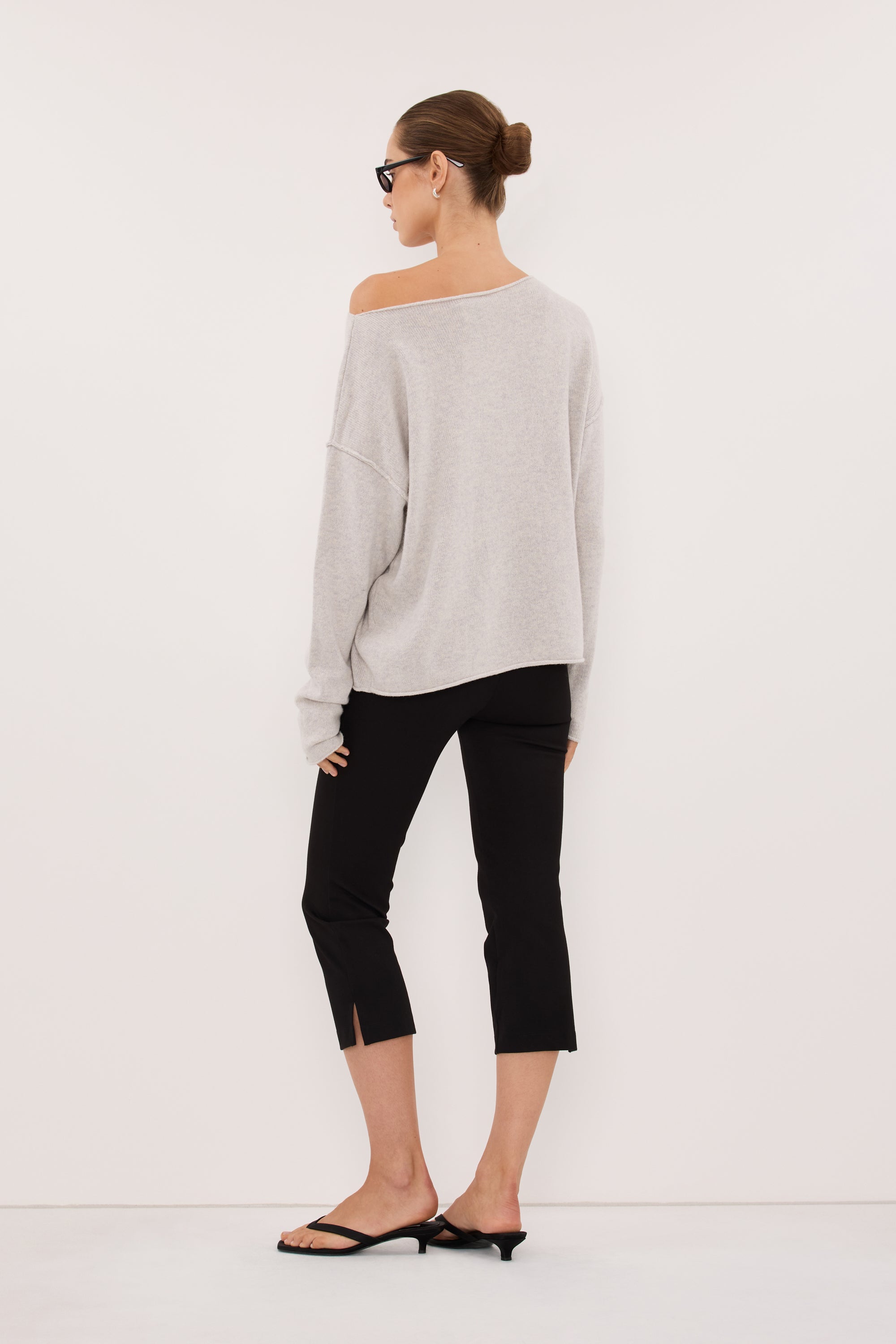 TESS SILVER BOATNECK KNIT JUMPER