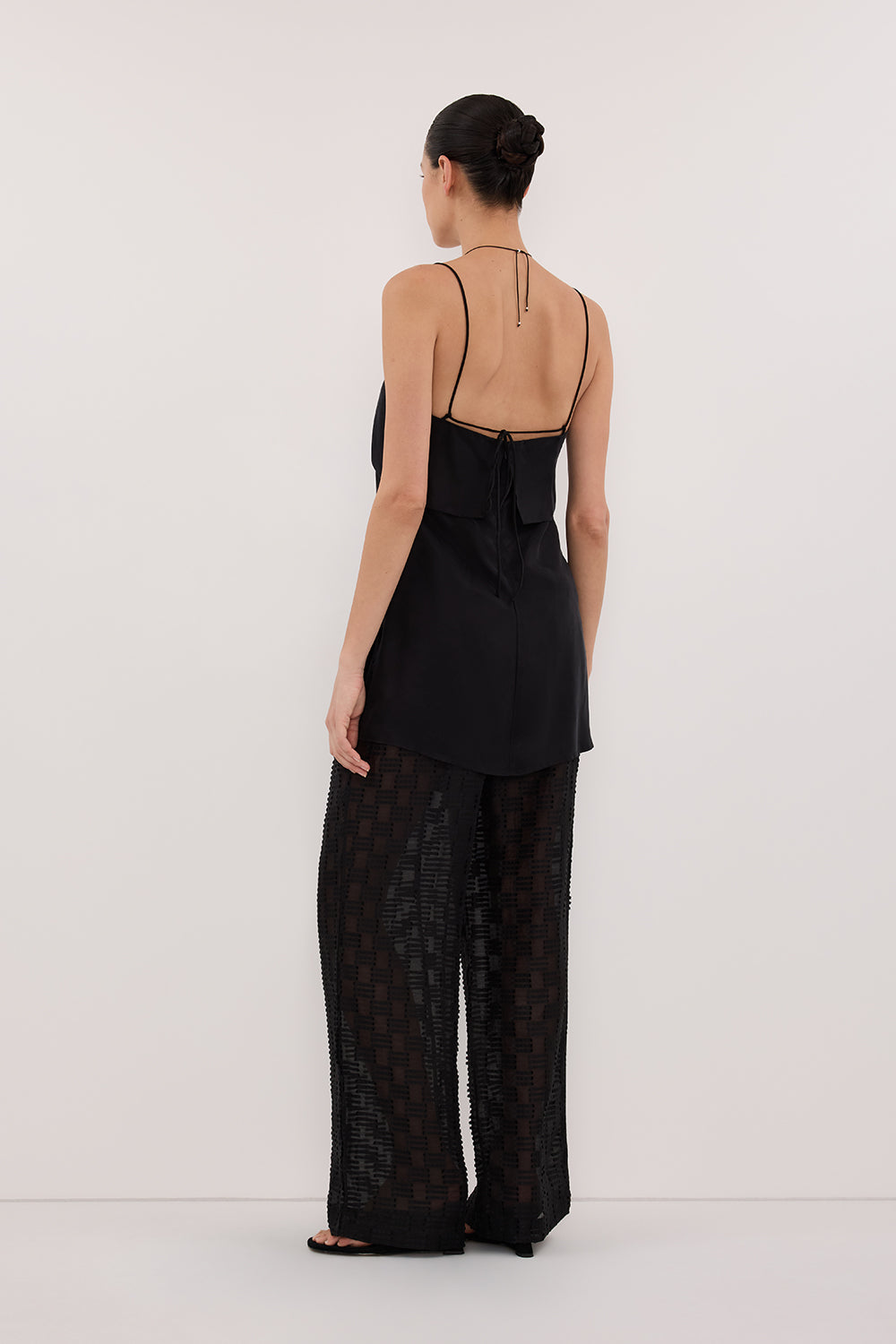 ELBA BLACK SHEER CHECK PANTS