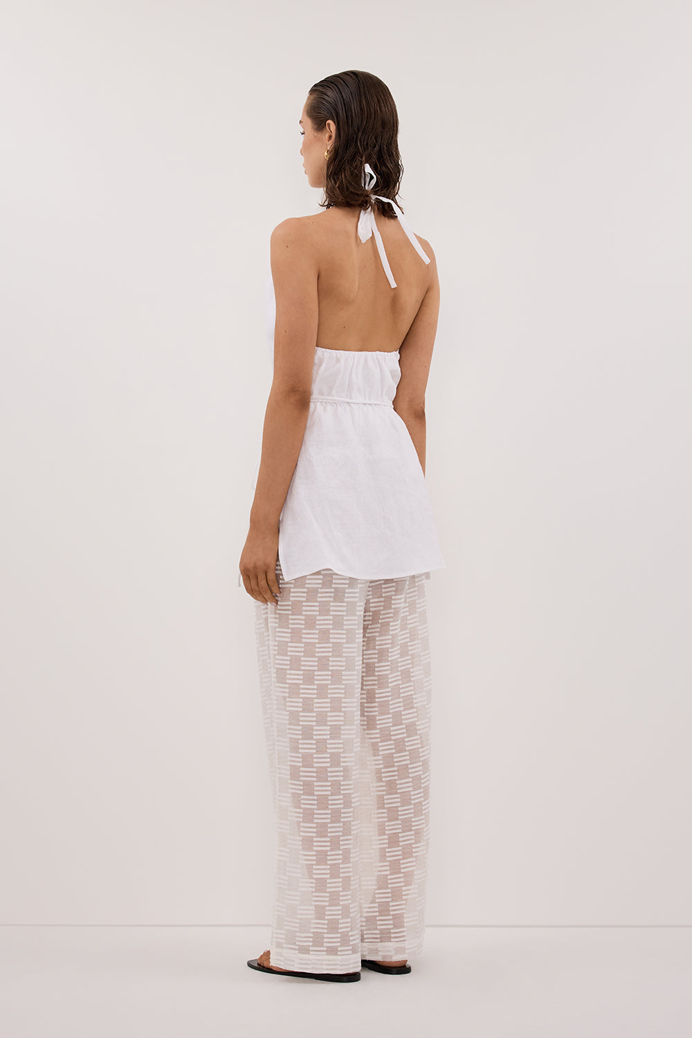 ELBA WHITE SHEER CHECK PANT