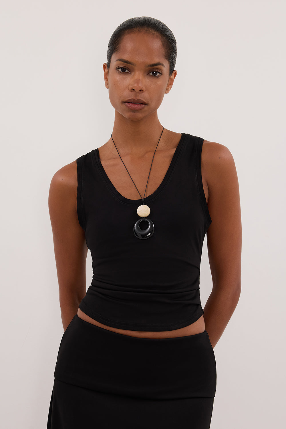 JULIE BLACK MODAL BLEND SLEEVELESS TANK