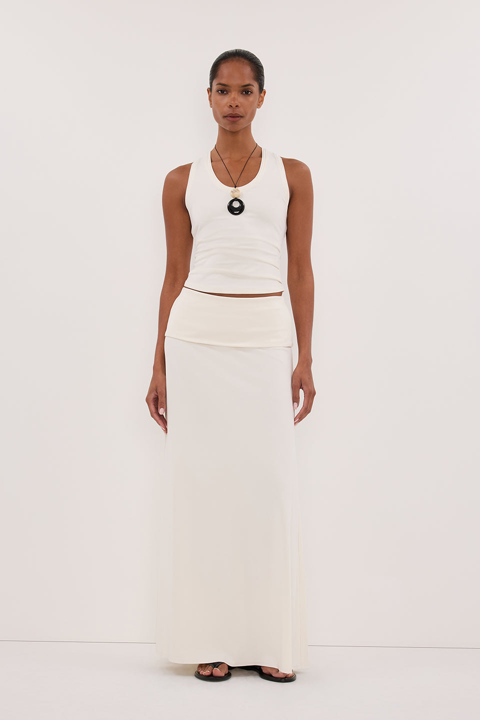 JULIE OFF WHITE MODAL BLEND SLEEVELESS TANK TOP