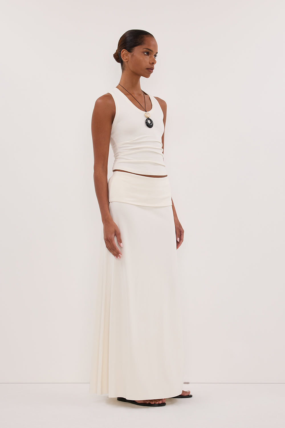 JULIE OFF WHITE MODAL BLEND SLEEVELESS TANK TOP