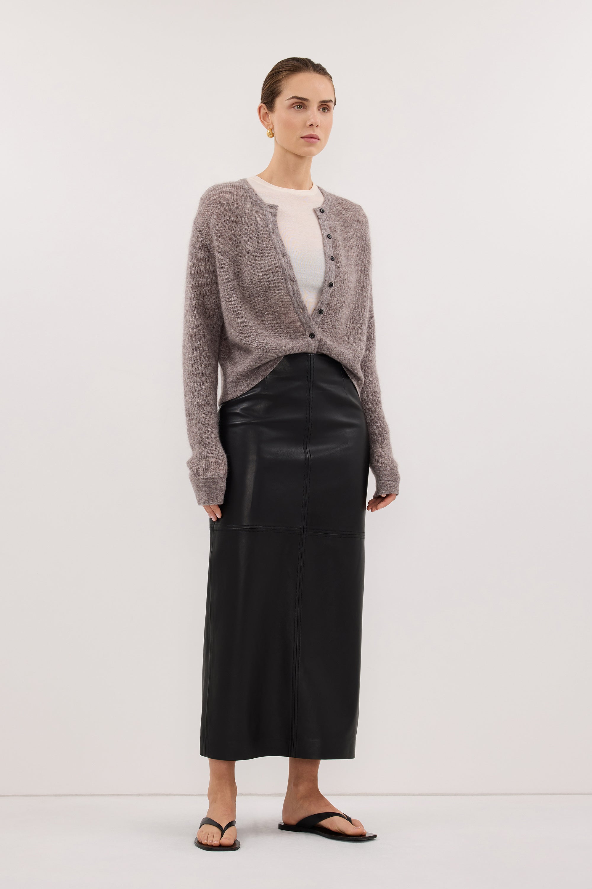 ONYX TAUPE MARLE KNIT CARDIGAN