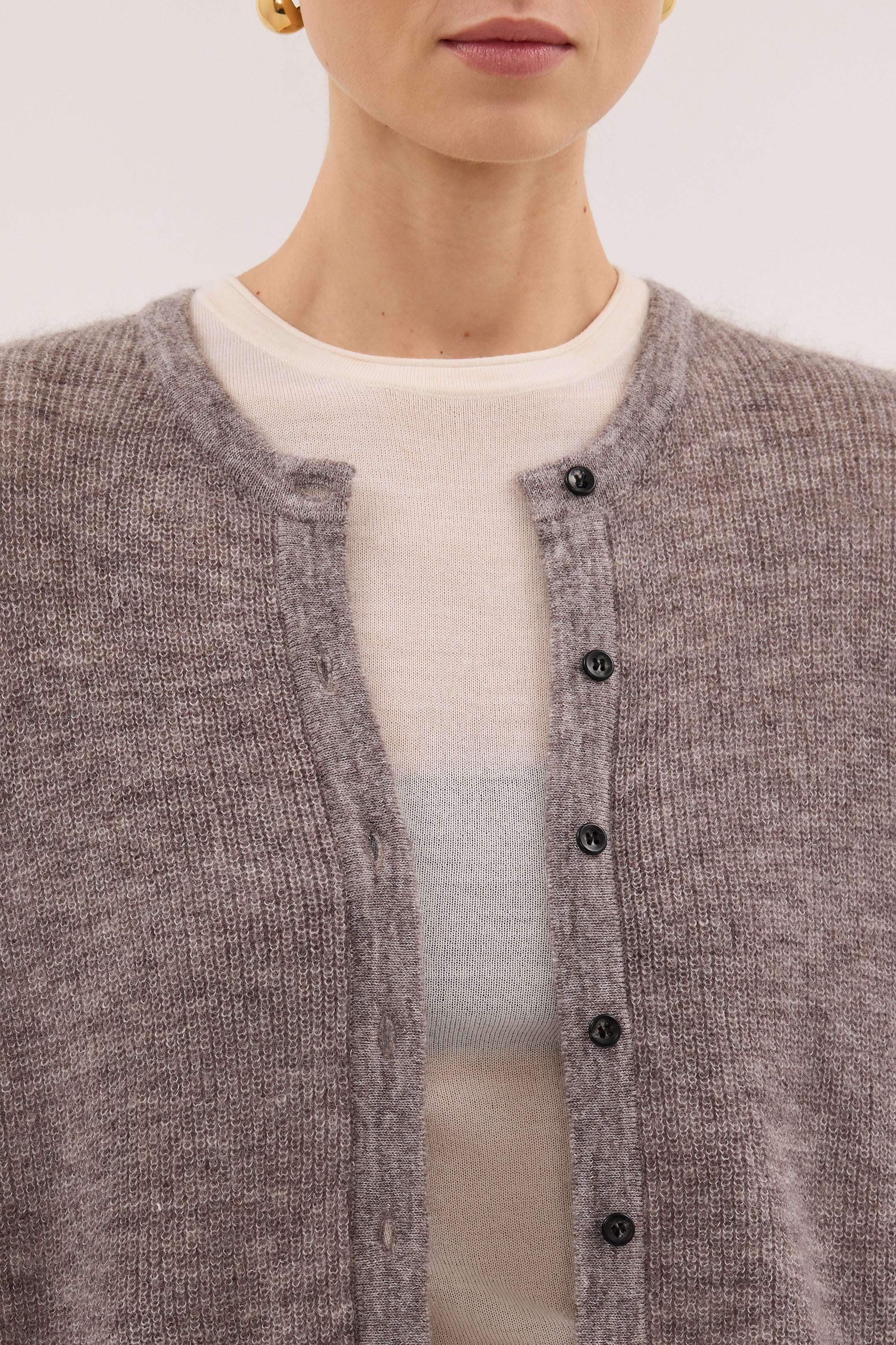 ONYX TAUPE MARLE KNIT CARDIGAN
