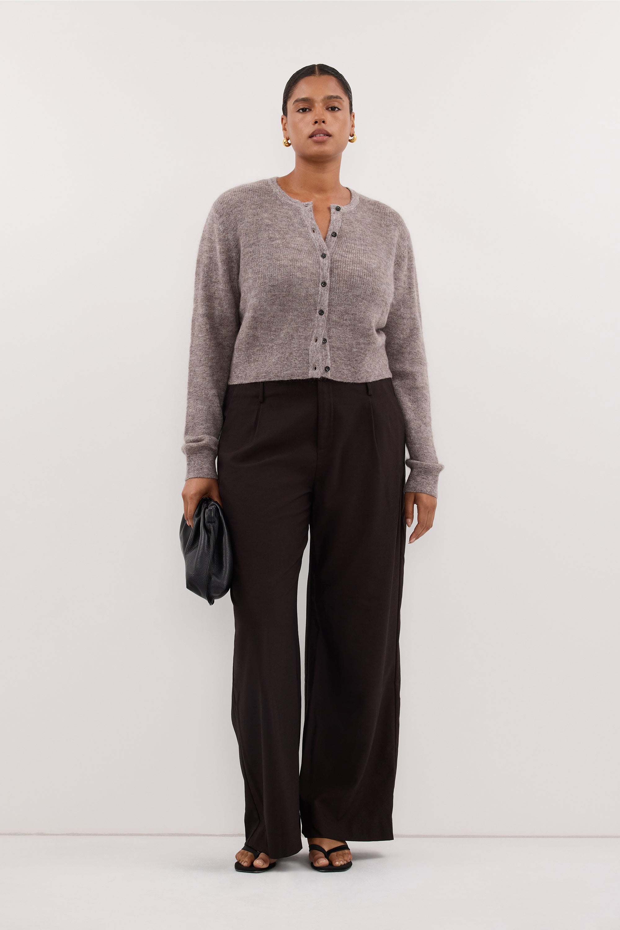 ONYX TAUPE MARLE KNIT CARDIGAN