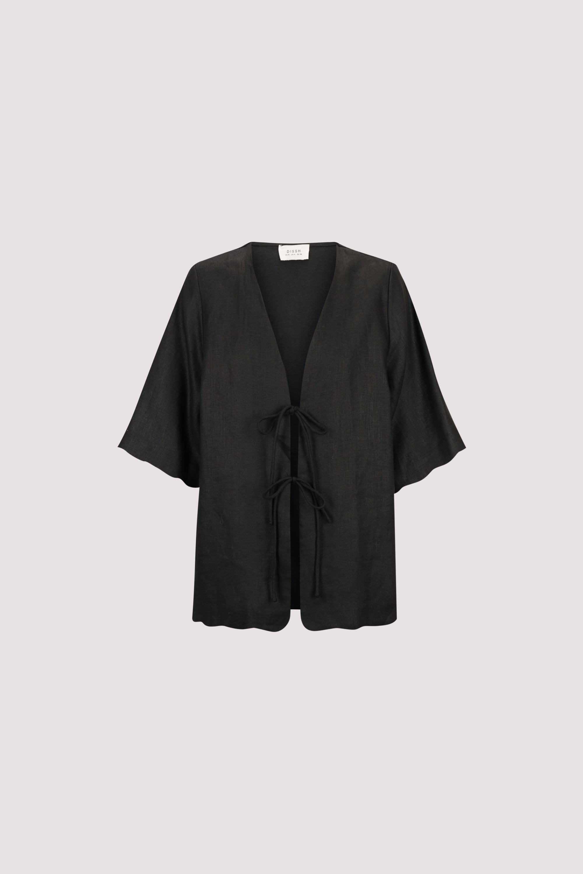 LELA BLACK SHORT SLEEVE LINEN SHIRT