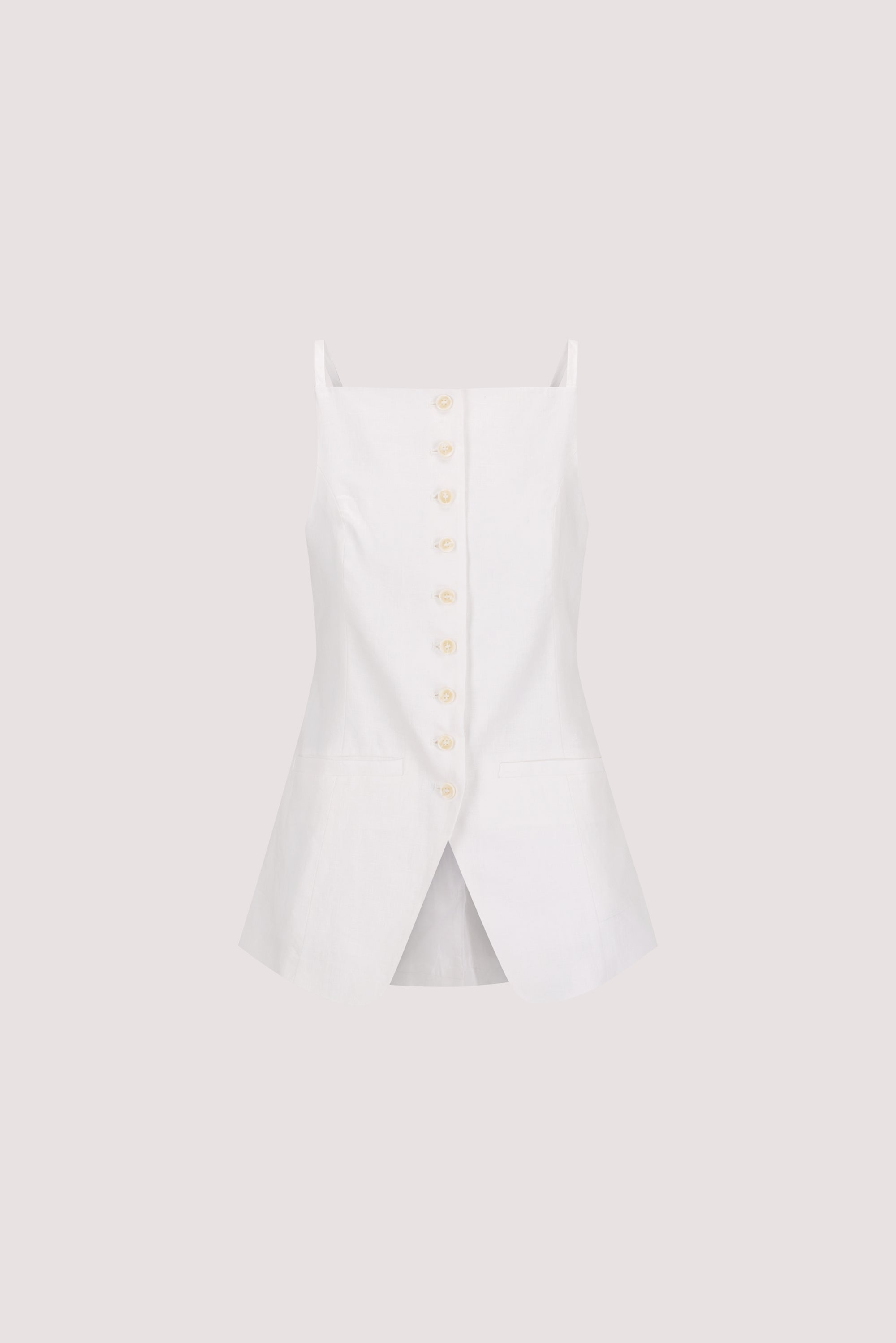 VIV WHITE SLEEVELESS LINEN VEST