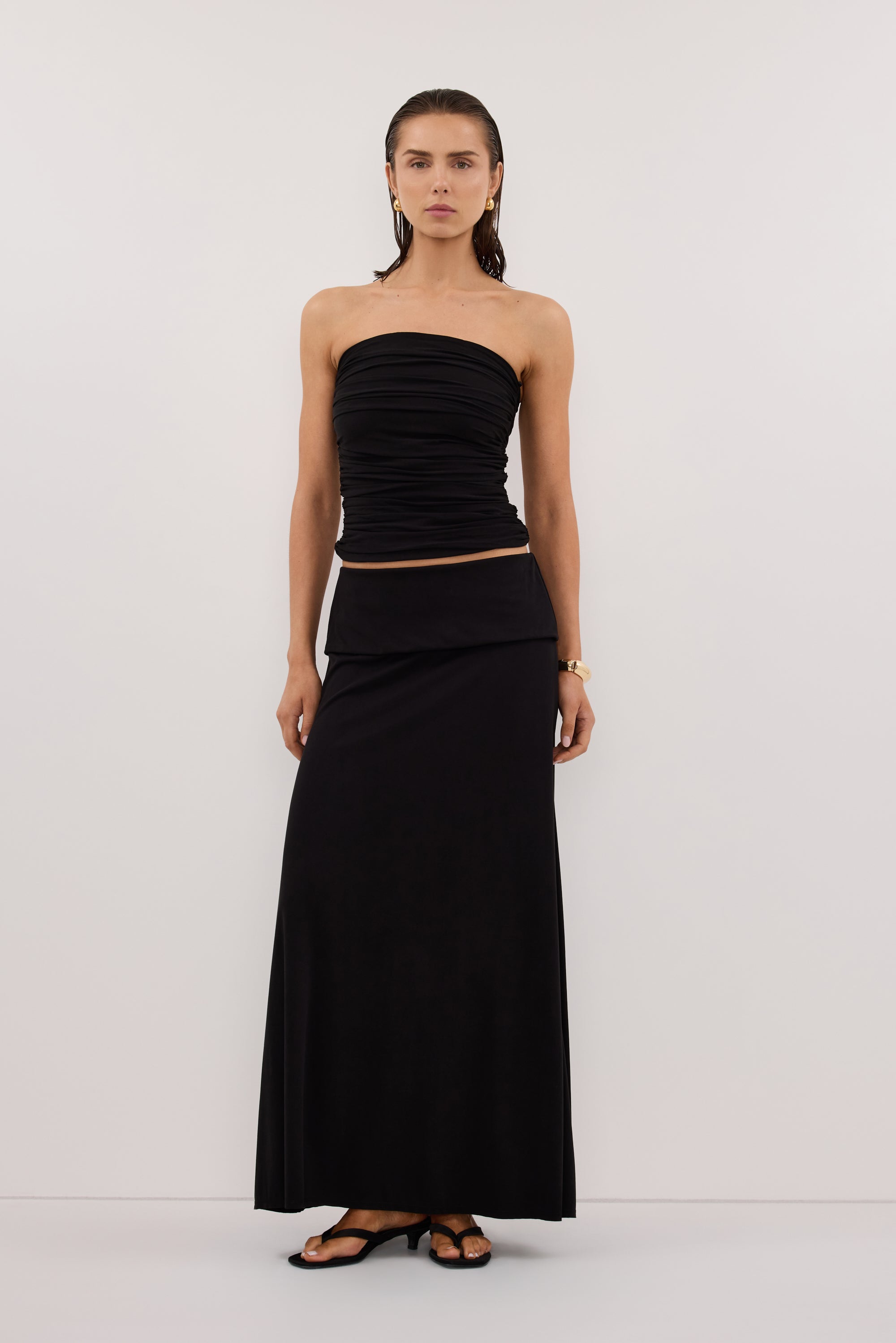 SHARI BLACK STRAPLESS BANDEAU TOP