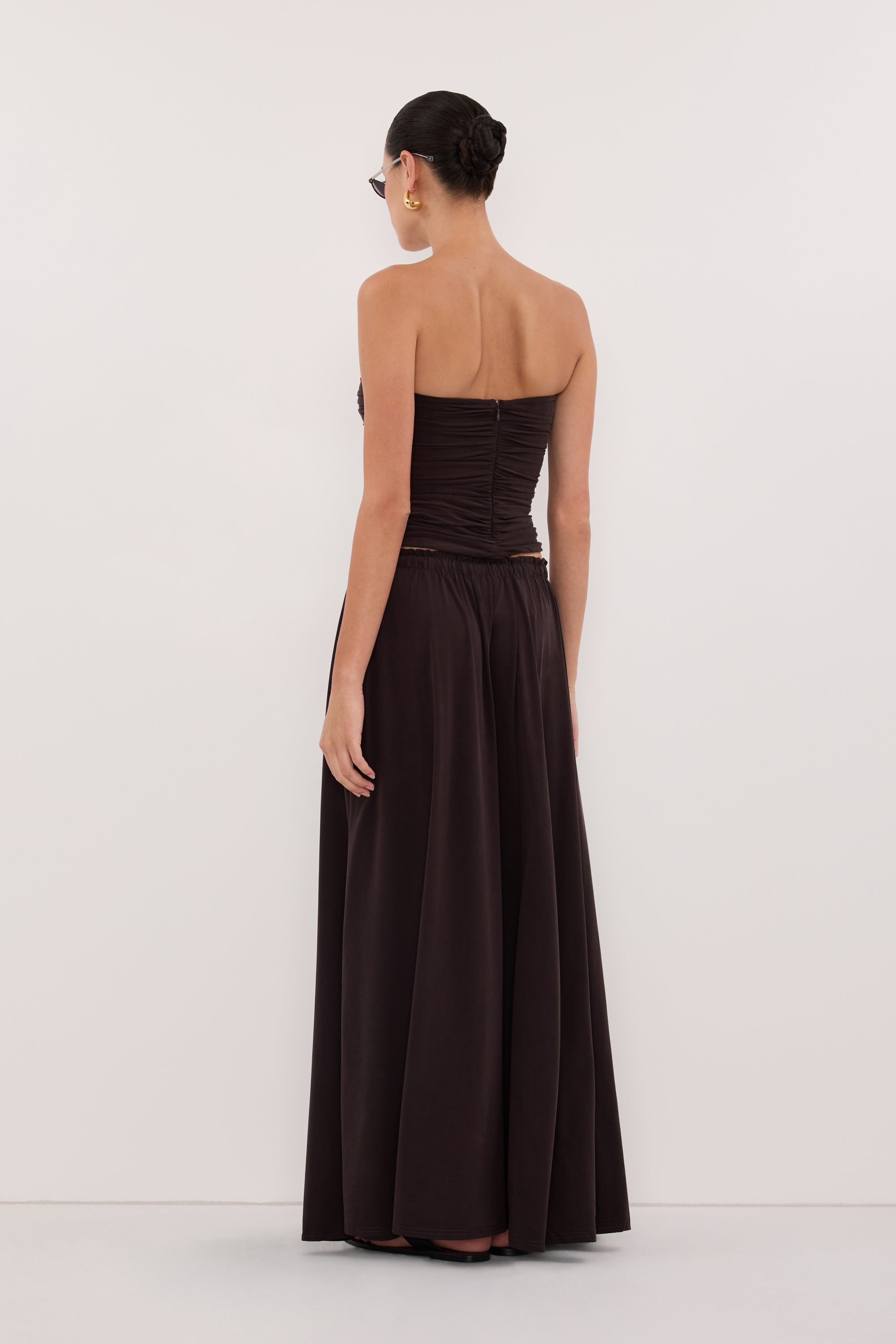 SHARI BURNT CHOC STRAPLESS BANDEAU TOP