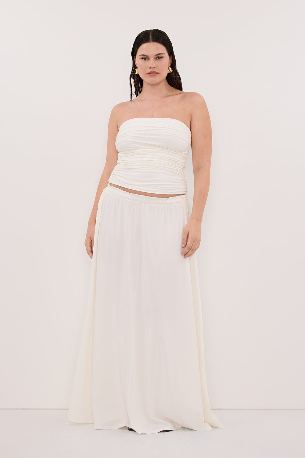 SHARI OFF WHITE STRAPLESS BANDEAU TOP