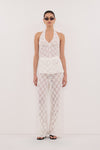 AGNES WHITE SLEEVELESS CROCHET HALTER TOP