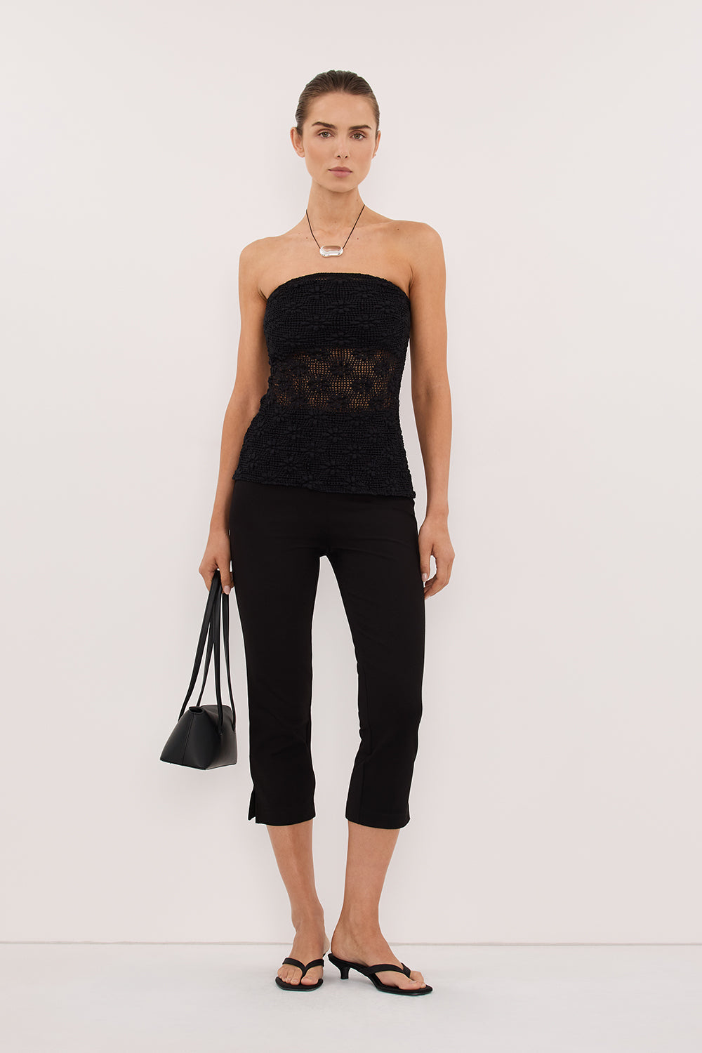 AGNES BLACK CROCHET BANDEAU TOP