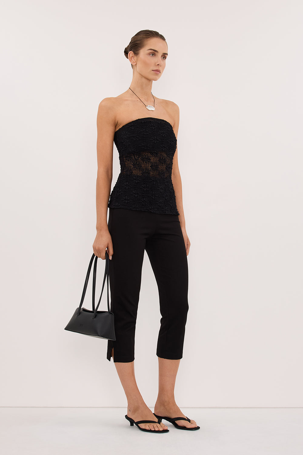AGNES BLACK CROCHET BANDEAU TOP
