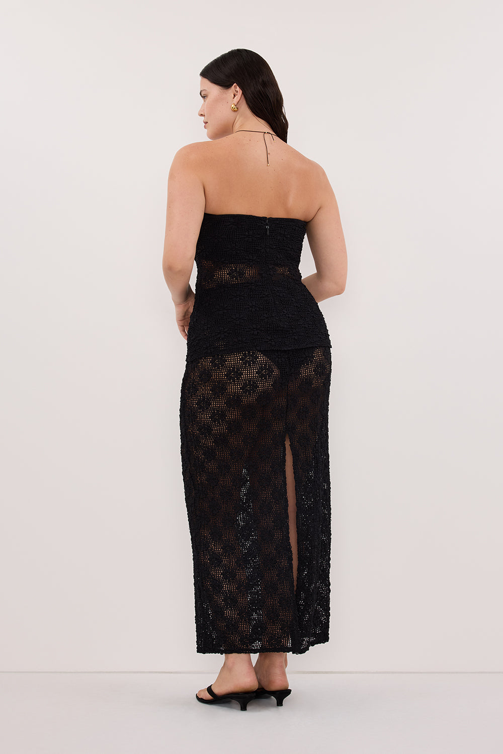AGNES BLACK CROCHET BANDEAU TOP