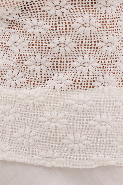 Aude wearing AGNES WHITE CROCHET BANDEAU TOP