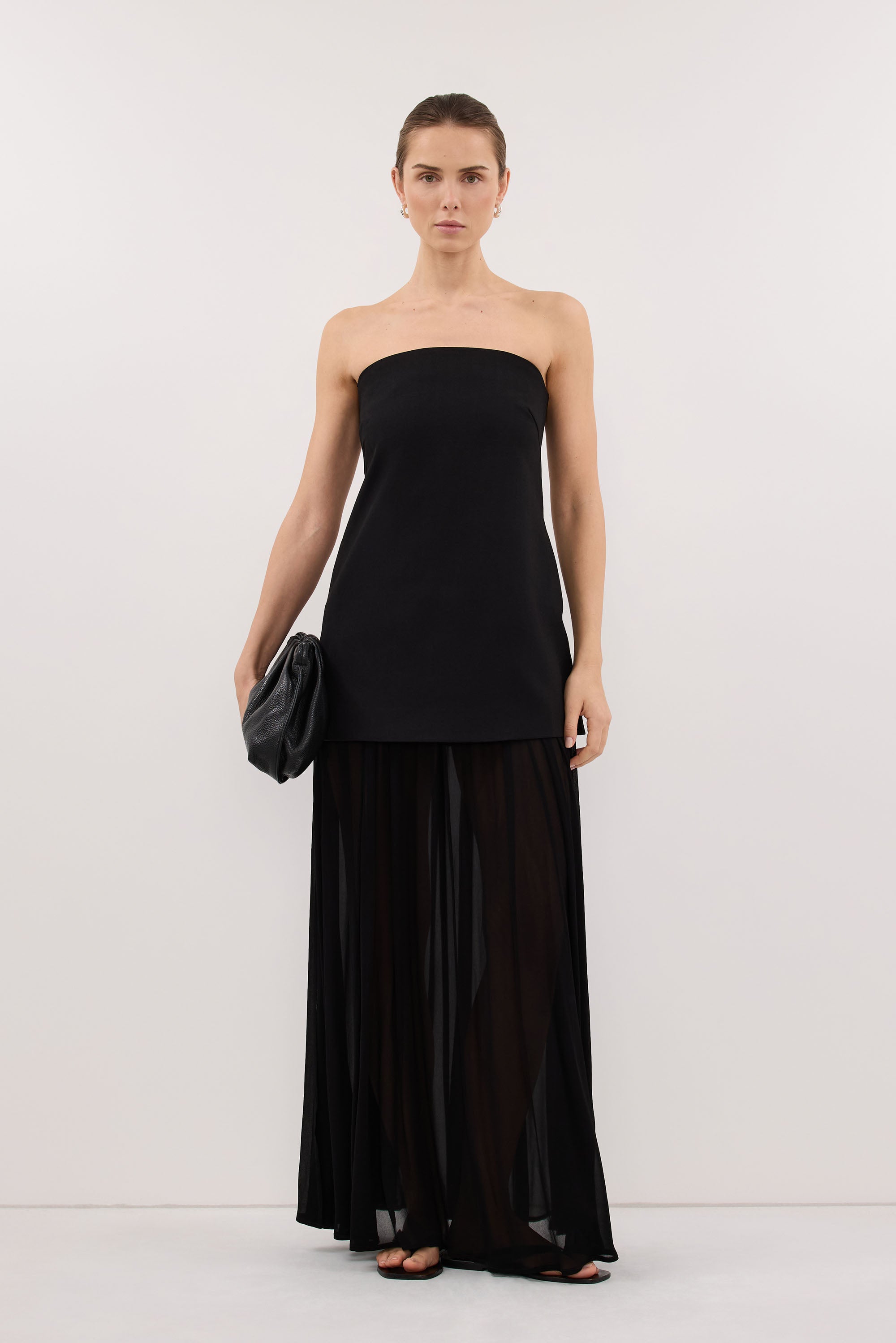 CYRUS BLACK STRAPLESS TUNIC TOP