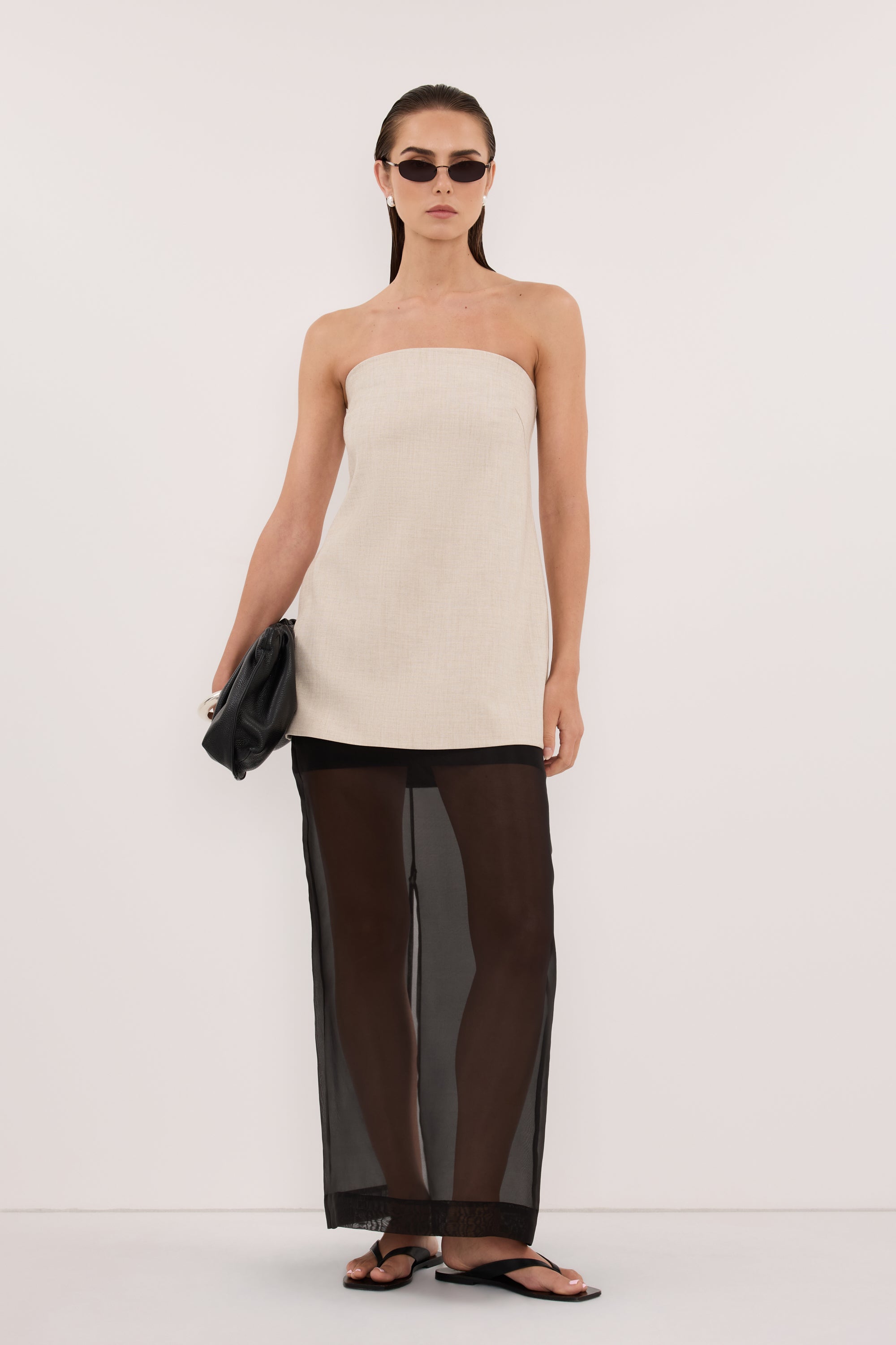 CYRUS NATURAL STRAPLESS TUNIC TOP