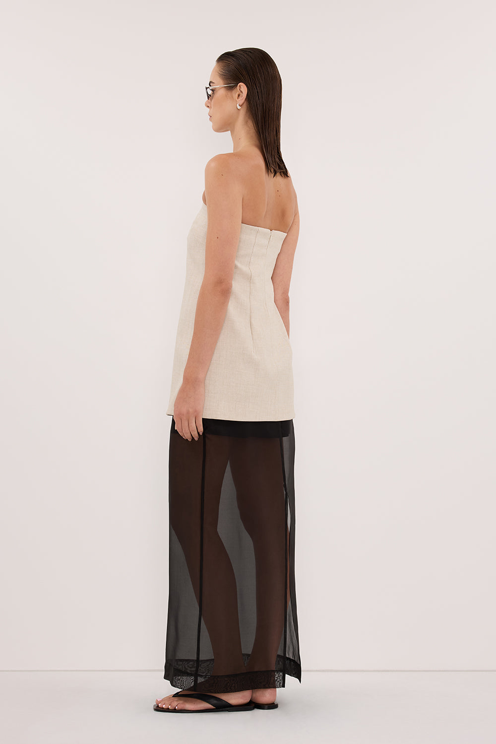 CYRUS NATURAL STRAPLESS TUNIC TOP