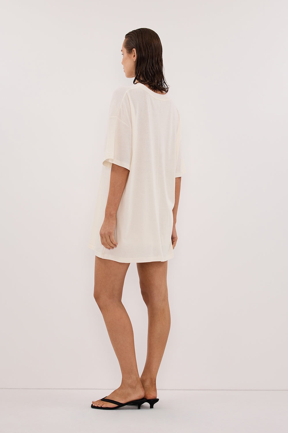 SLOANE CREAM COTTON LONGLINE TEE