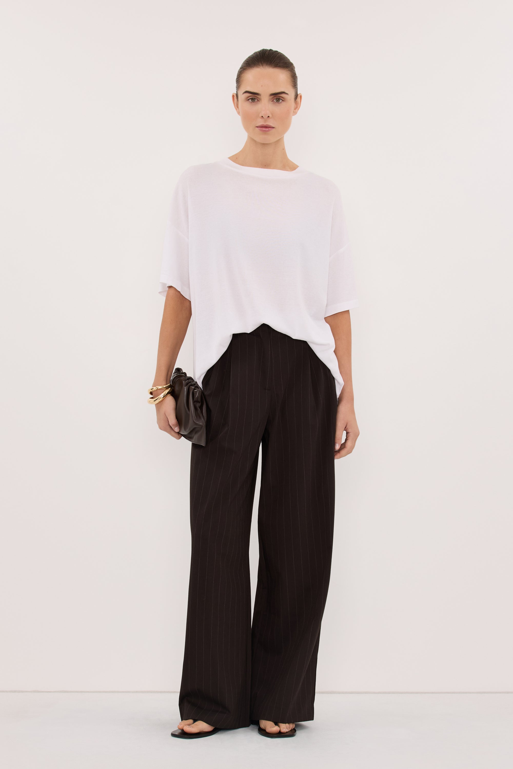 SLOANE WHITE COTTON LONGLINE TEE