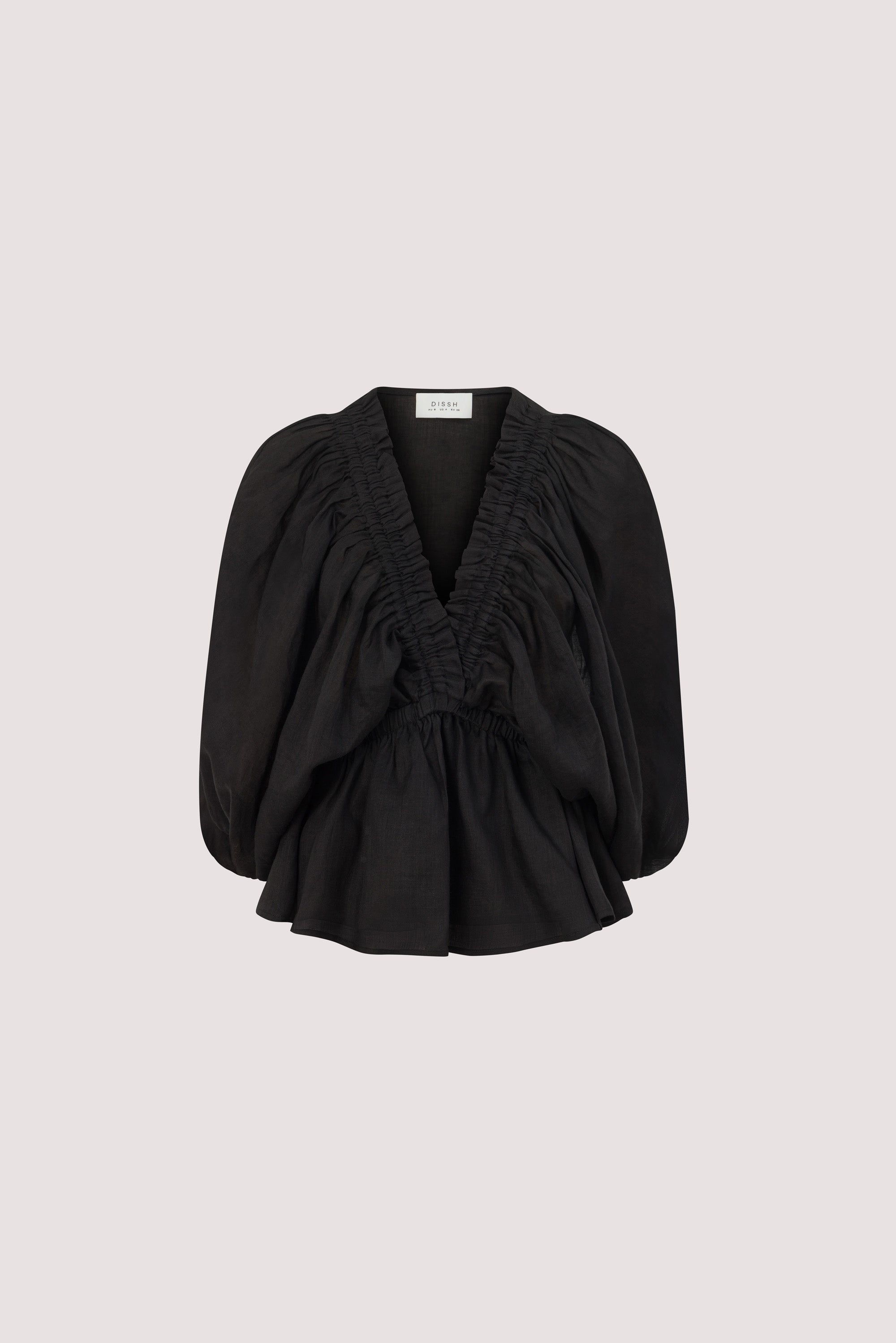 BRIELLE BLACK RAMIE LONG SLEEVE TOP