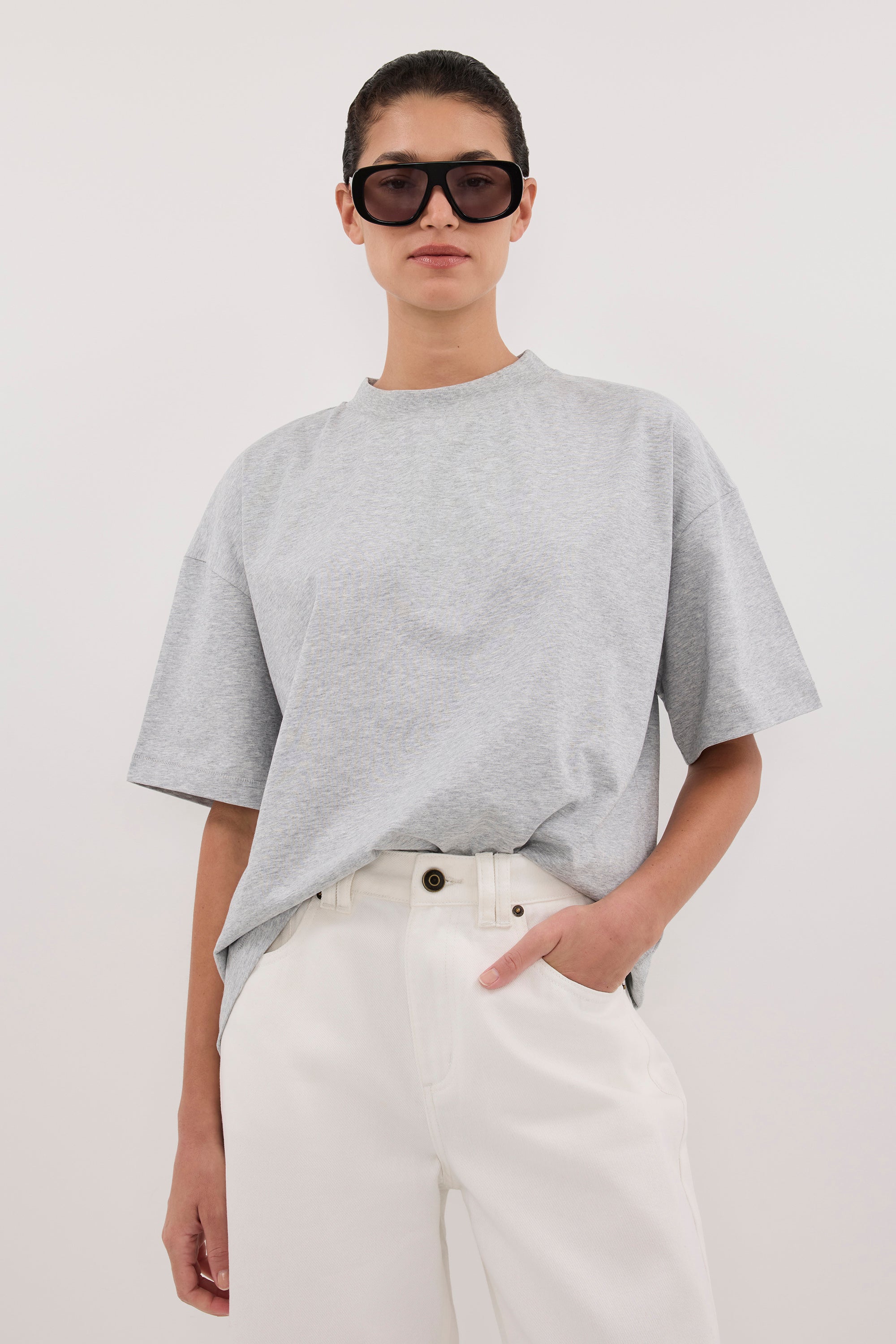 TYRA SILVER MARLE BOYFRIEND TEE