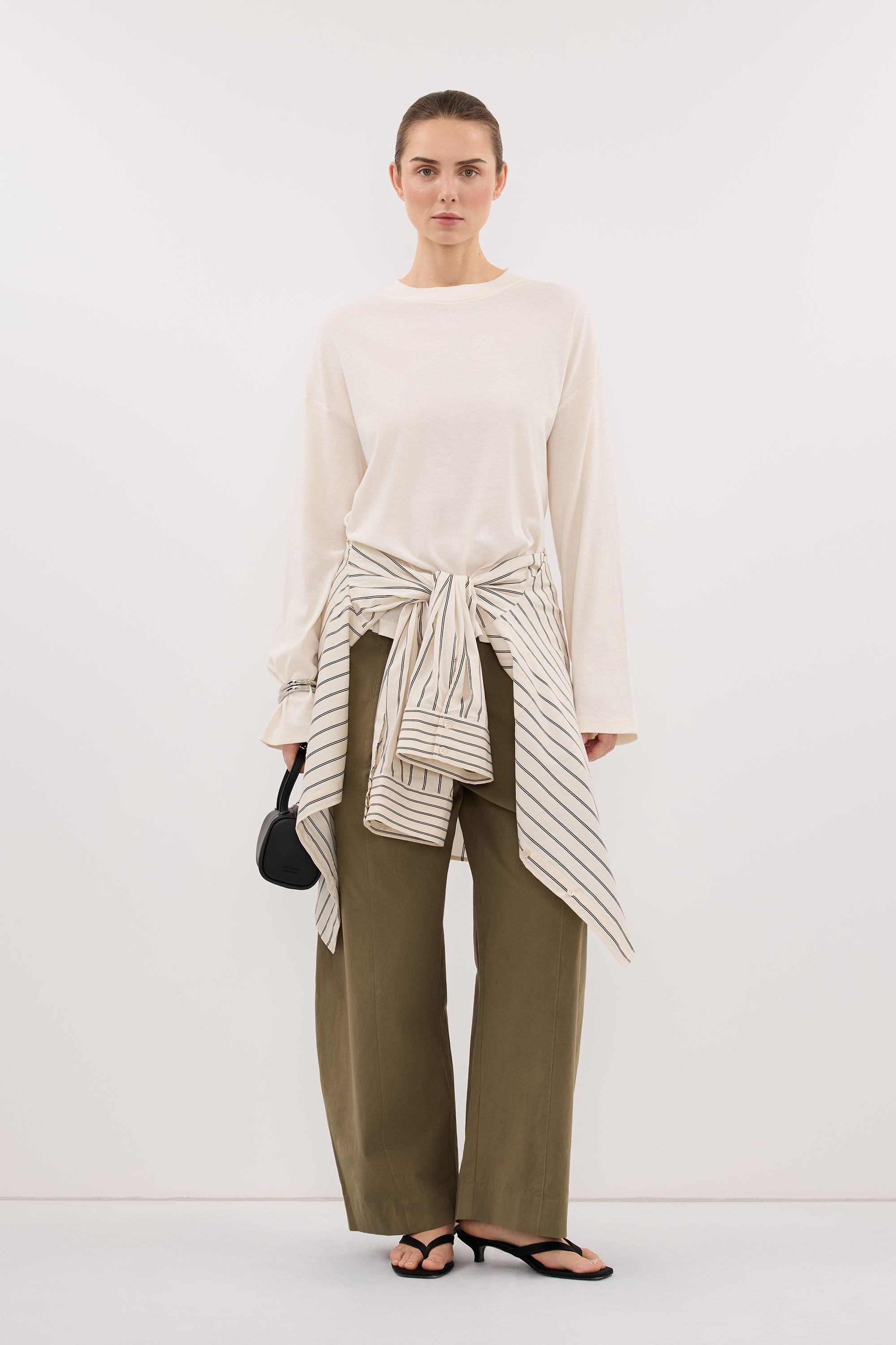 SLOANE CREAM LONG SLEEVE CREW KNIT TOP
