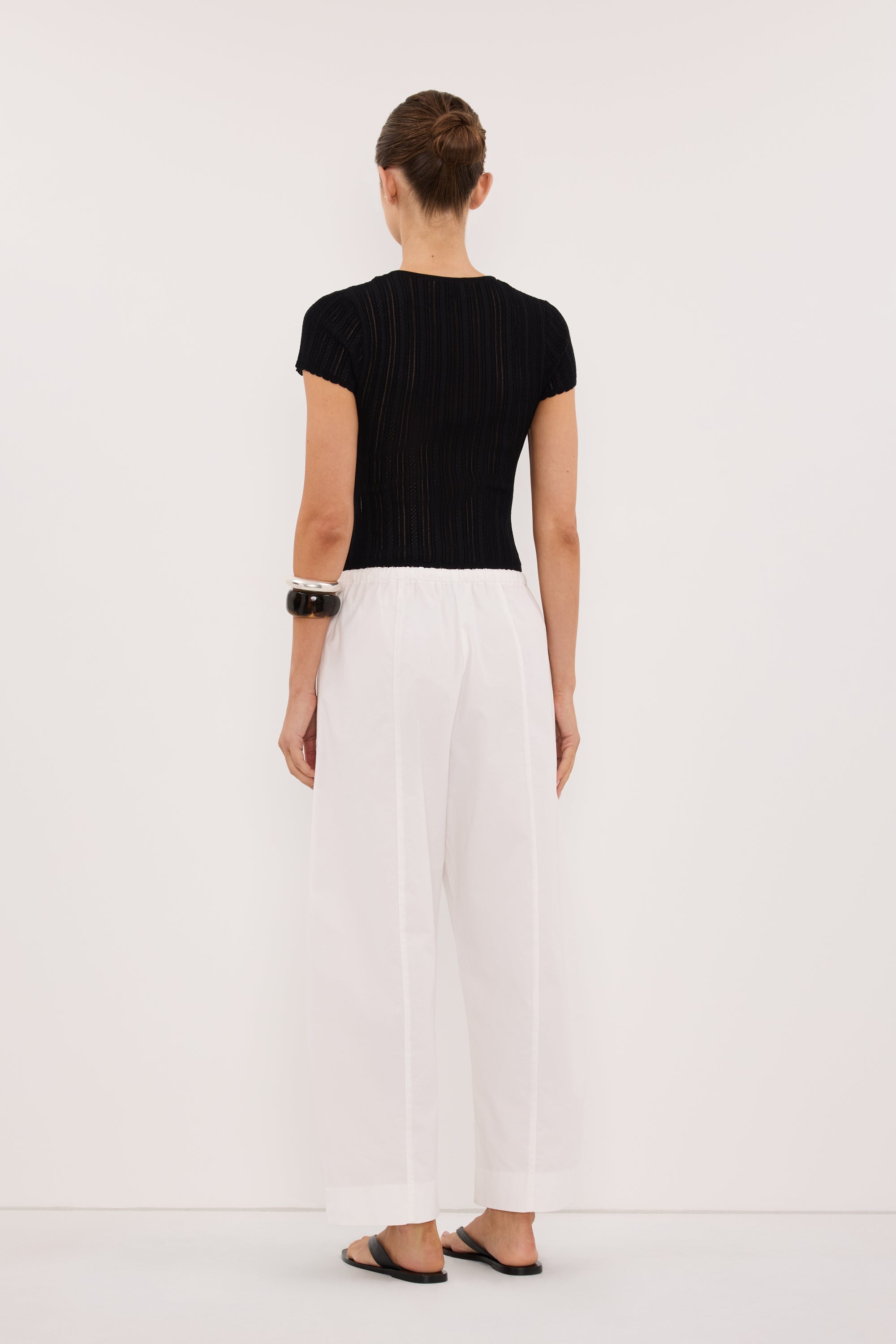 ELENA BLACK POINTELLE KNIT BABY TEE