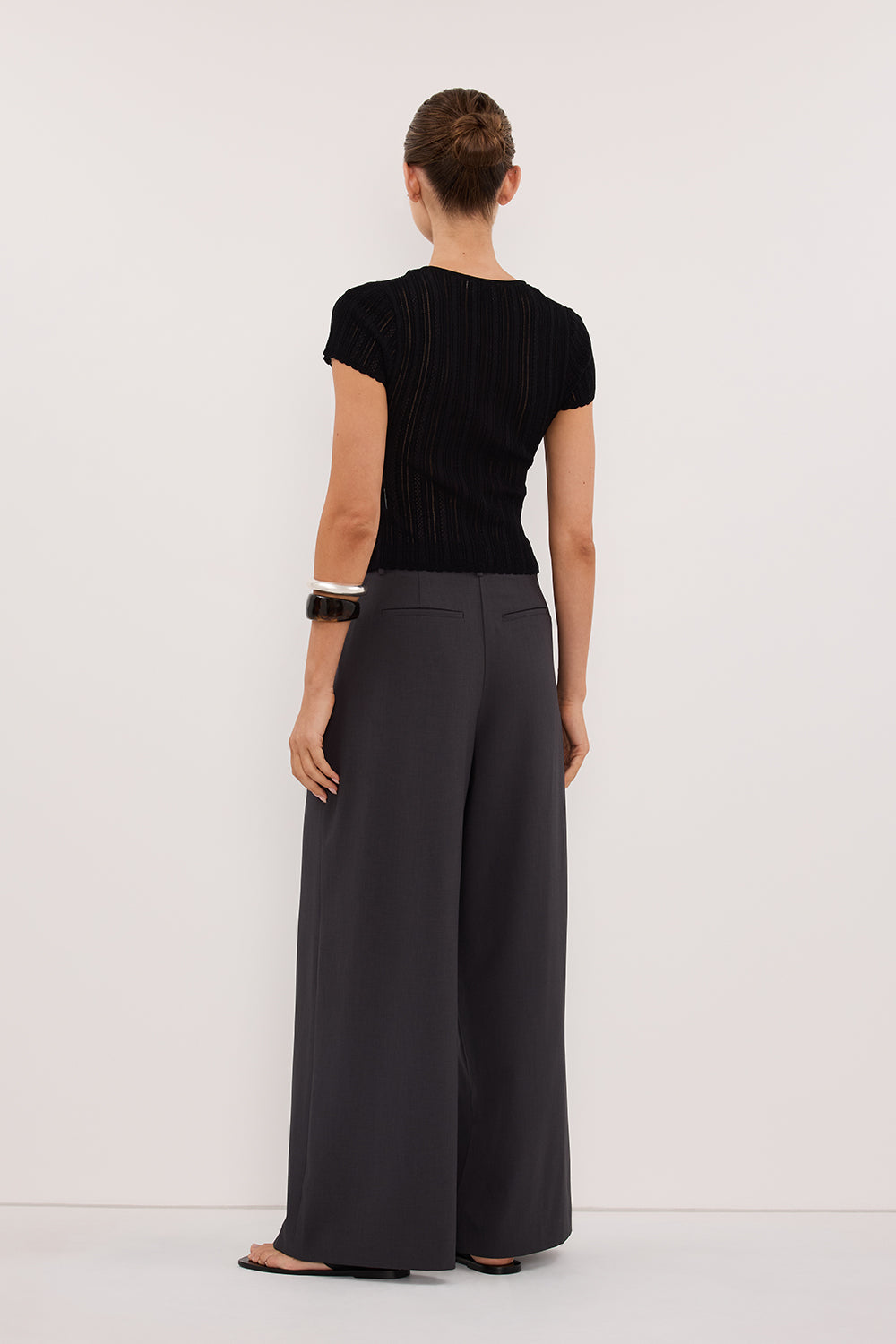 ELENA BLACK POINTELLE KNIT BABY TEE