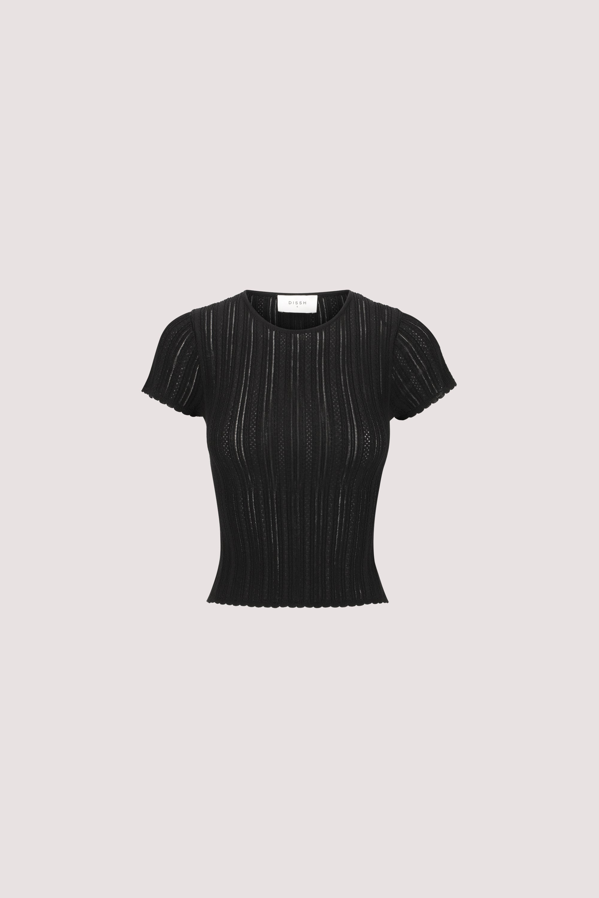 ELENA BLACK POINTELLE KNIT BABY TEE