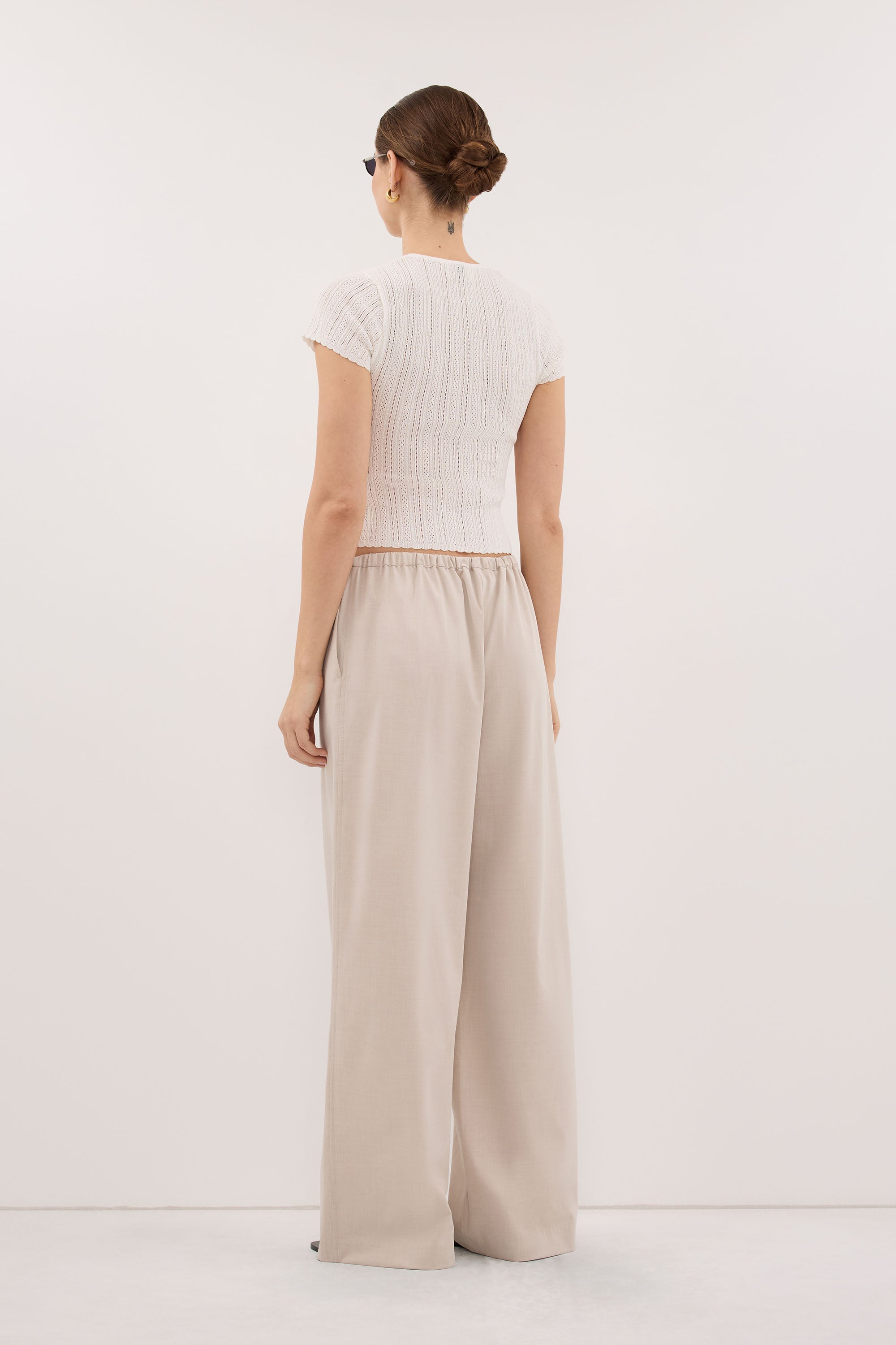 ELENA WHITE POINTELLE KNIT BABY TEE