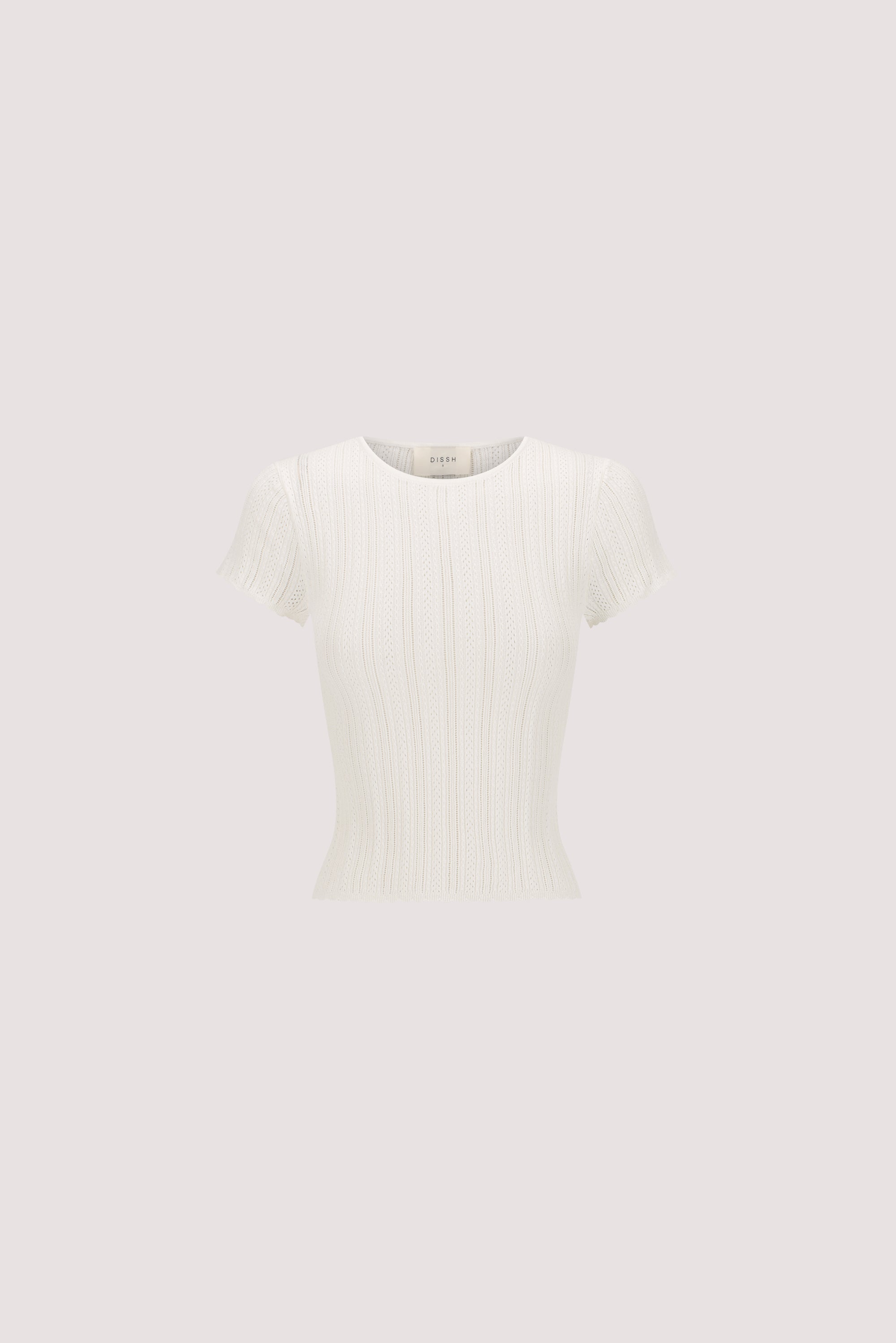 ELENA WHITE POINTELLE KNIT BABY TEE