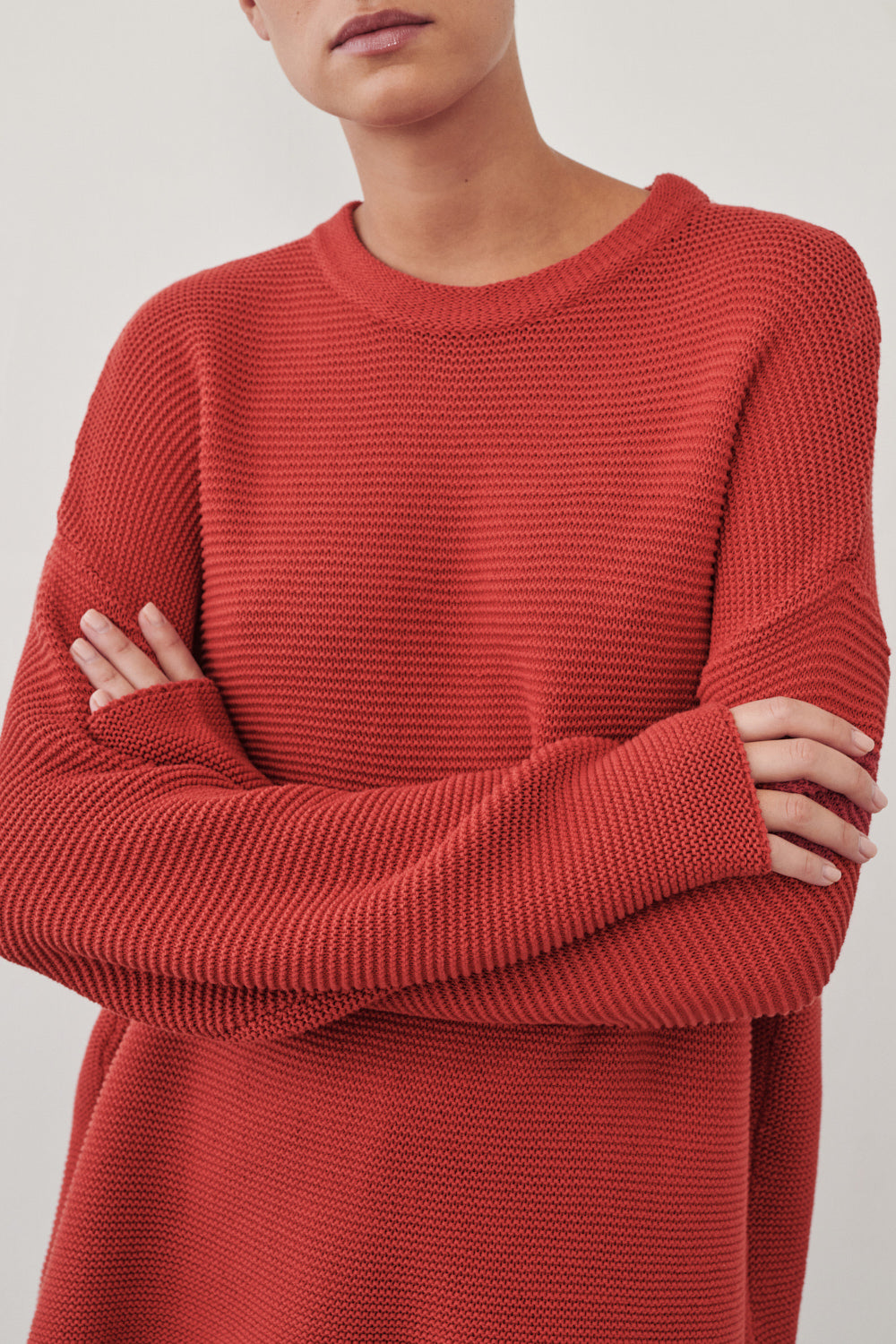 THEA BURNT RED COTTON KNIT JUMPER