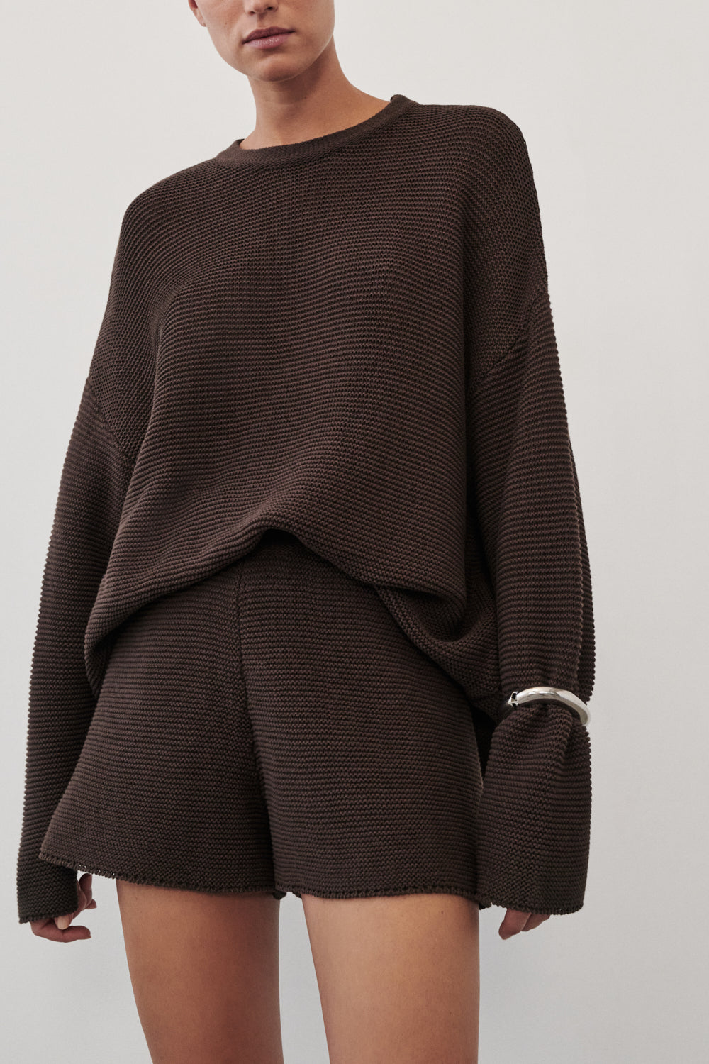 THEA BURNT CHOC COTTON KNIT JUMPER