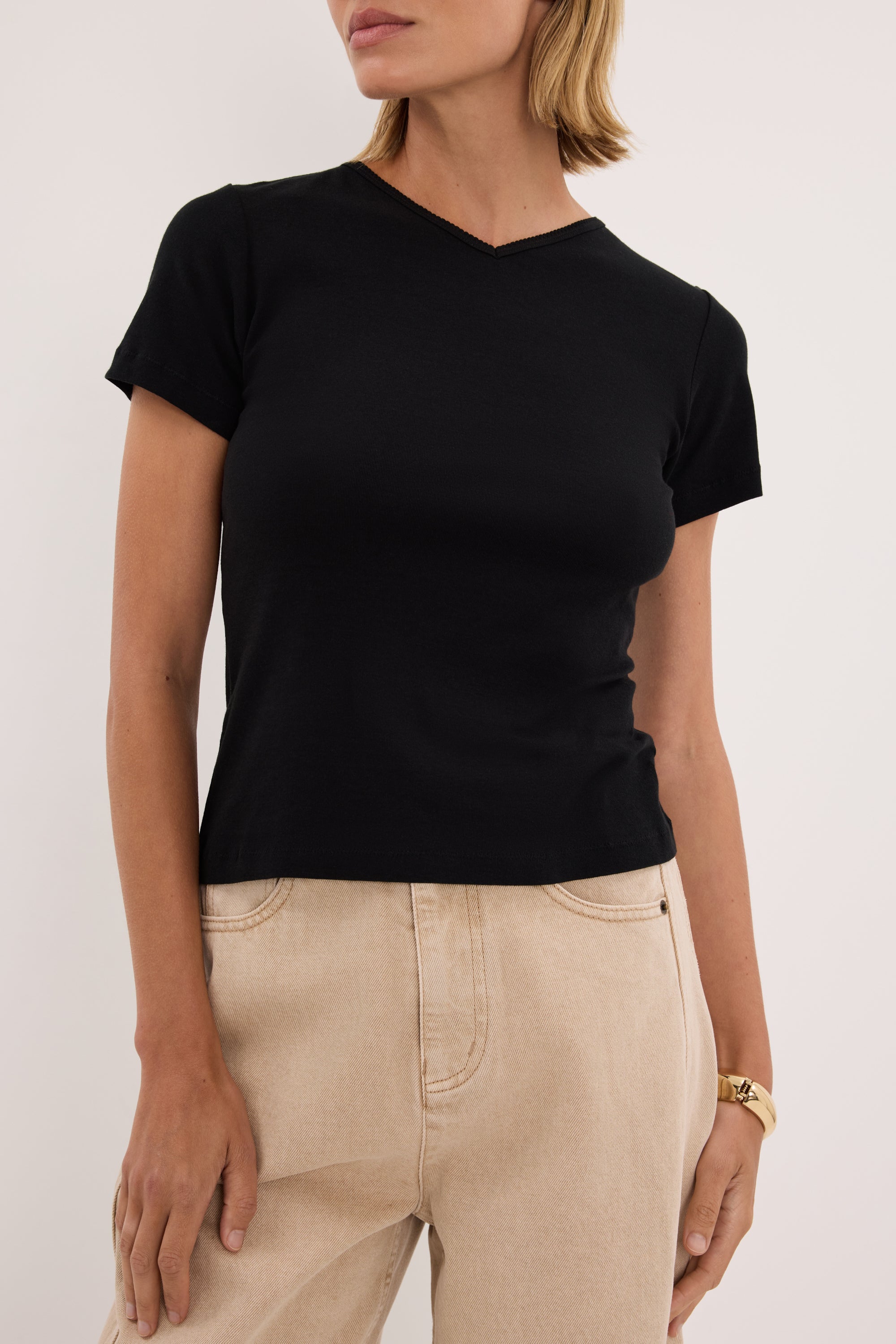 SLOANE BLACK KNIT BABY TEE