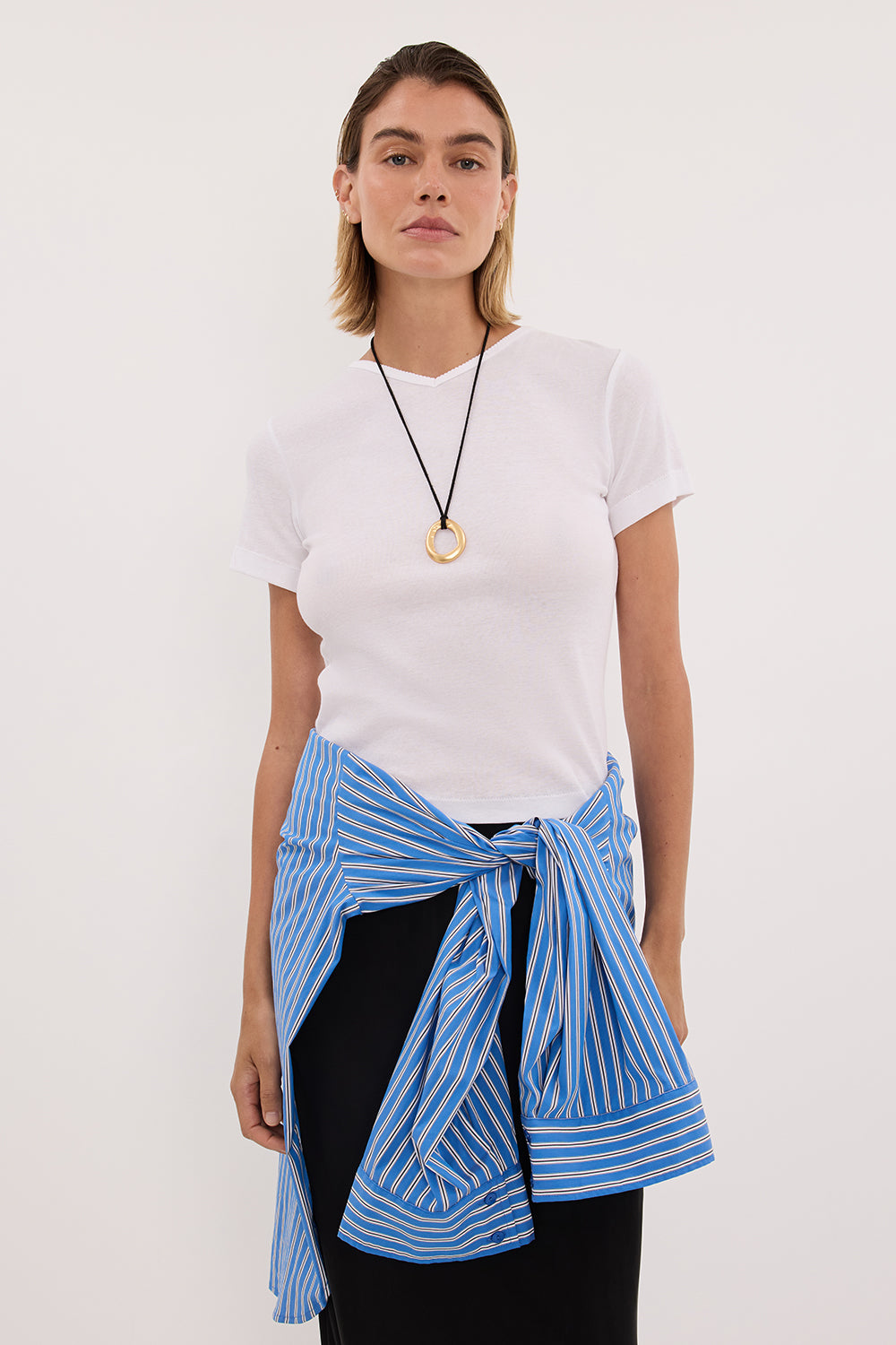 SLOANE WHITE KNIT BABY TEE