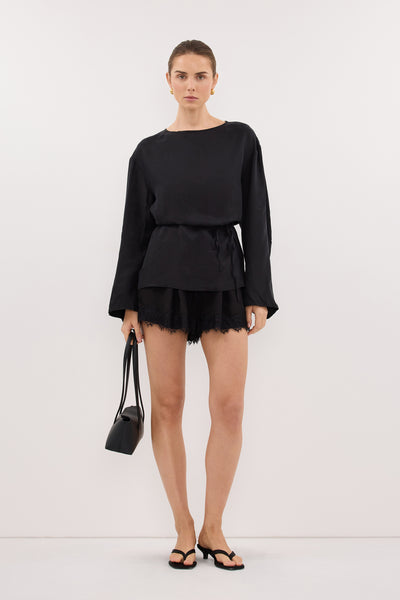 Stas wearing MYLAH BLACK CUPRO COCOON TOP