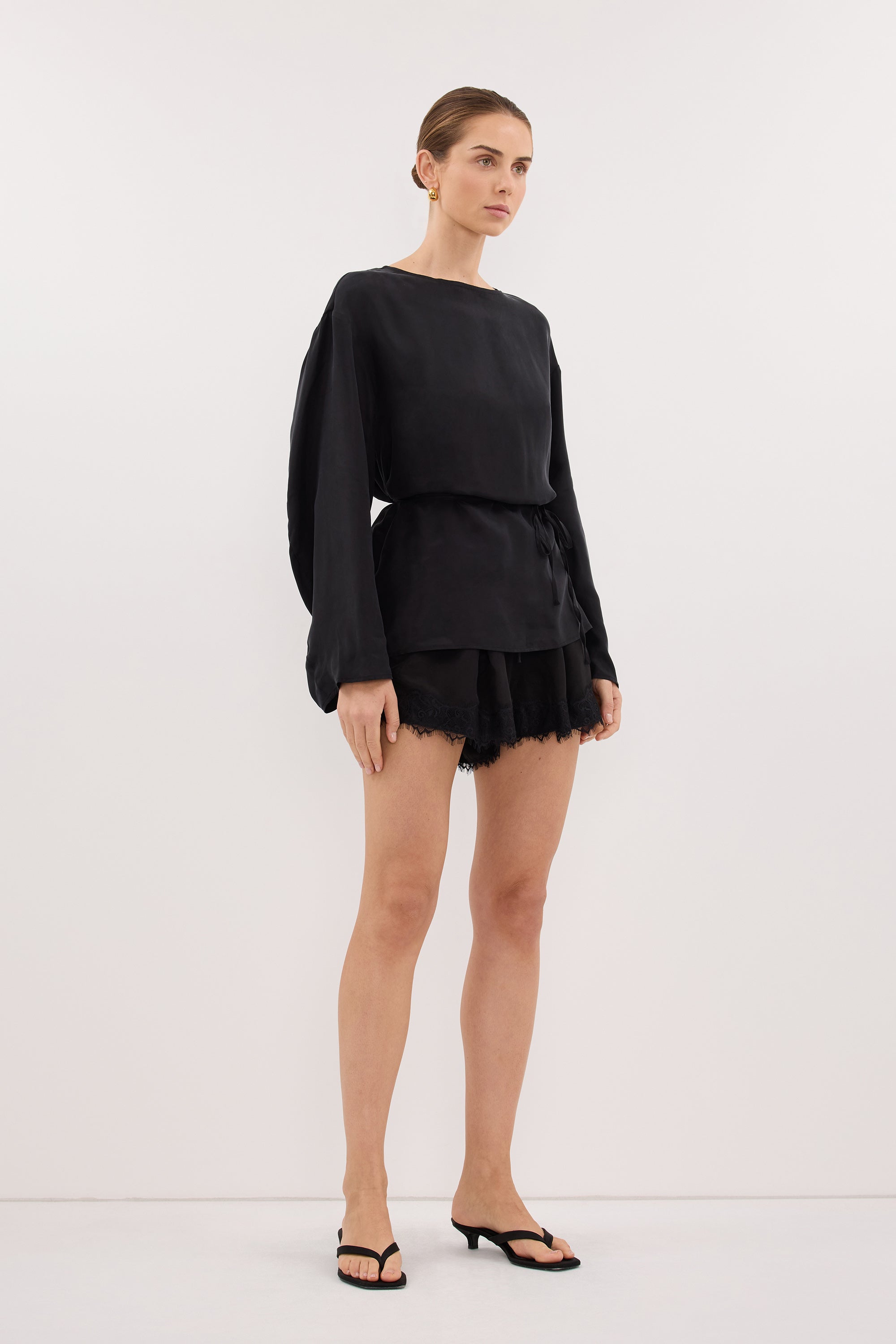 MYLAH BLACK CUPRO COCOON TOP