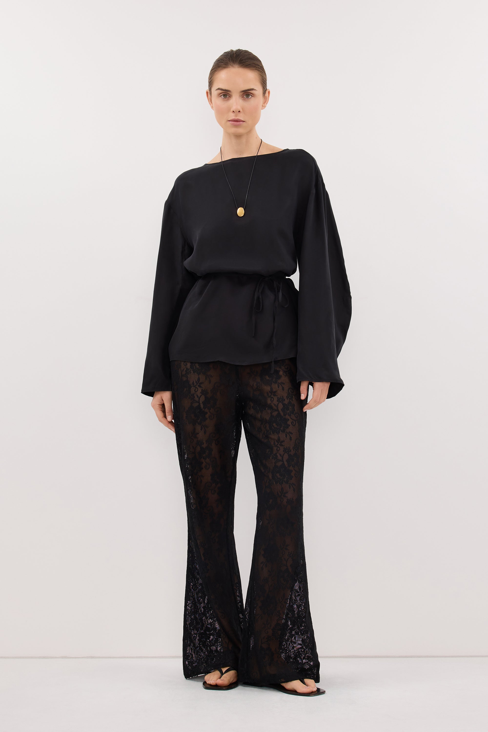 MYLAH BLACK CUPRO COCOON TOP
