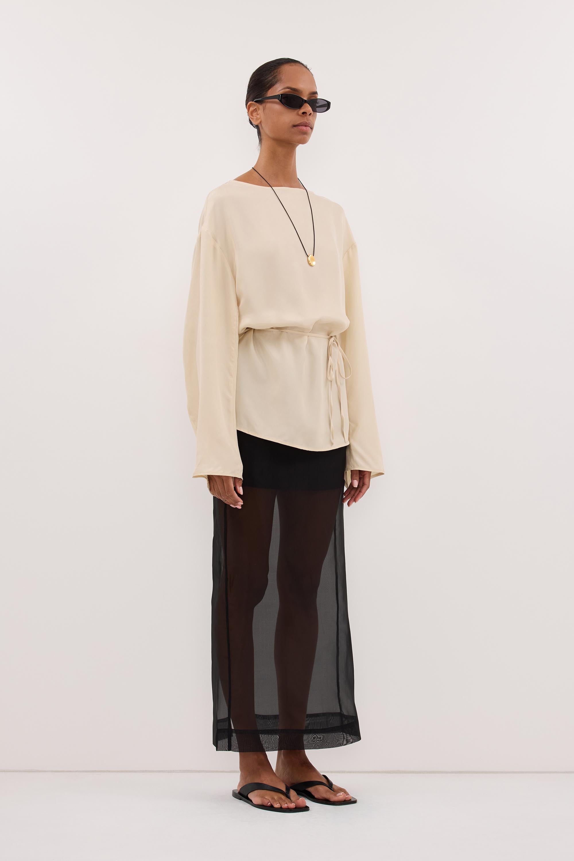 MYLAH STRAW CUPRO COCOON TOP