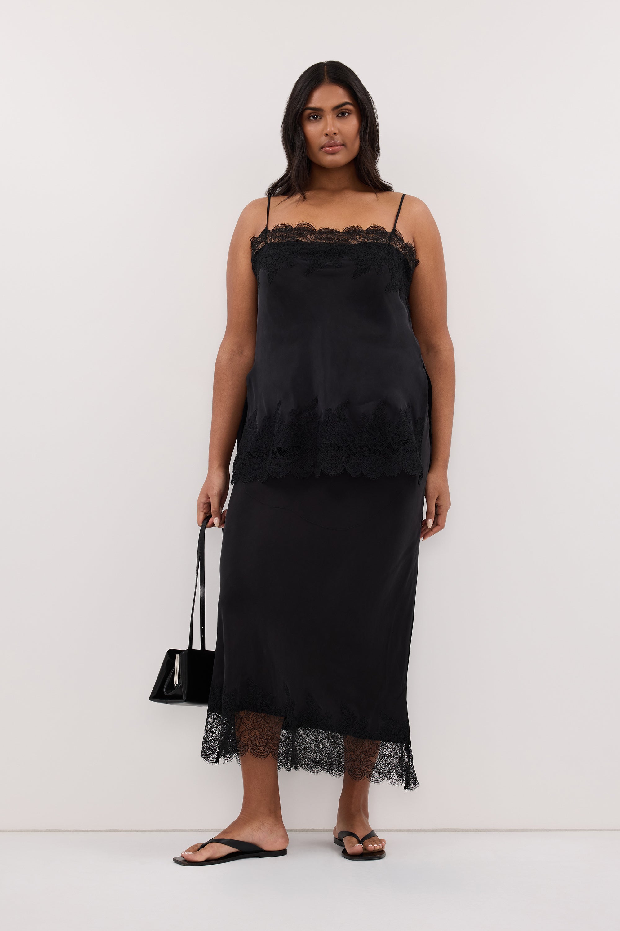 MINA BLACK CUPRO LACE TOP