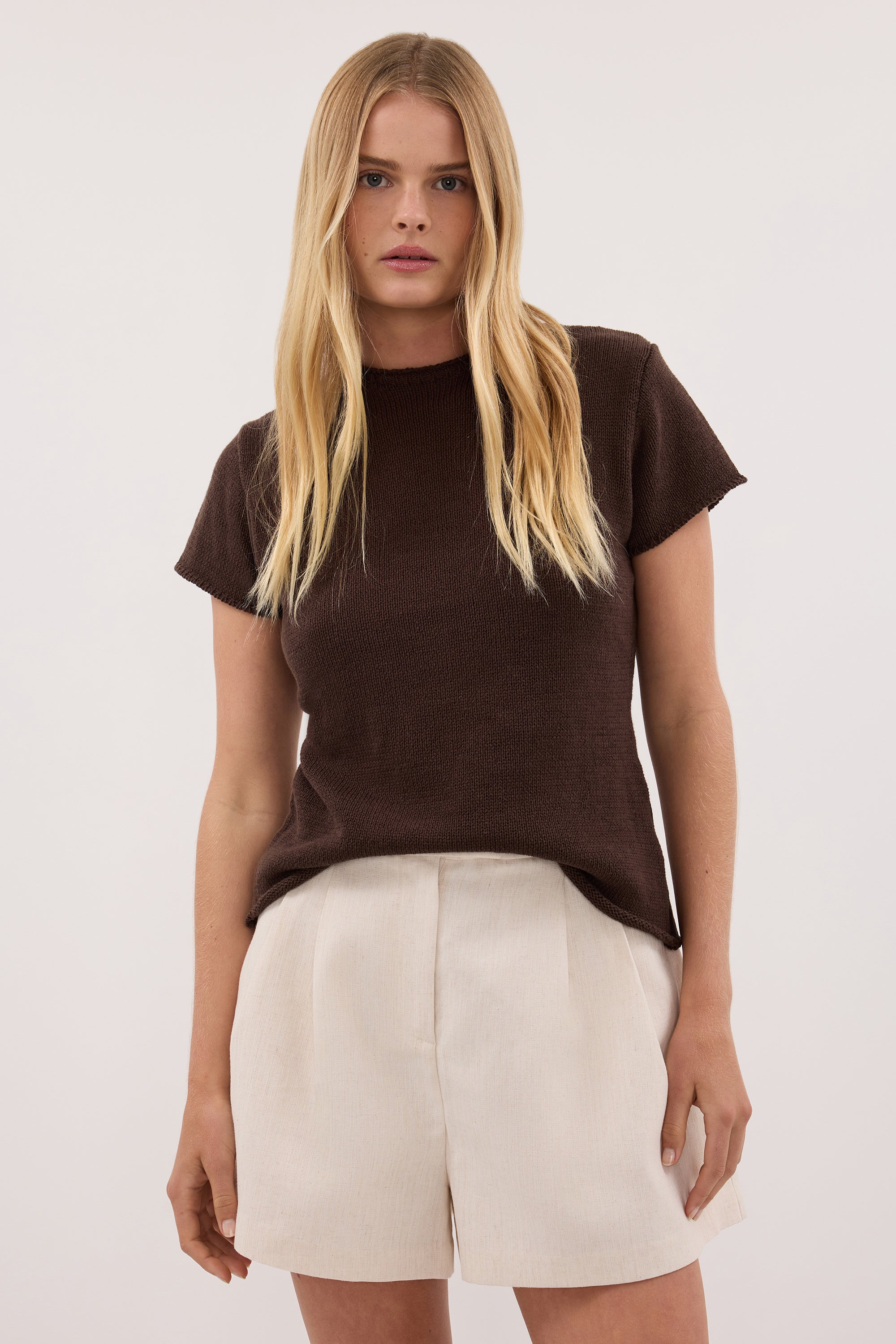 ORIA BURNT CHOC COTTON BABY TEE