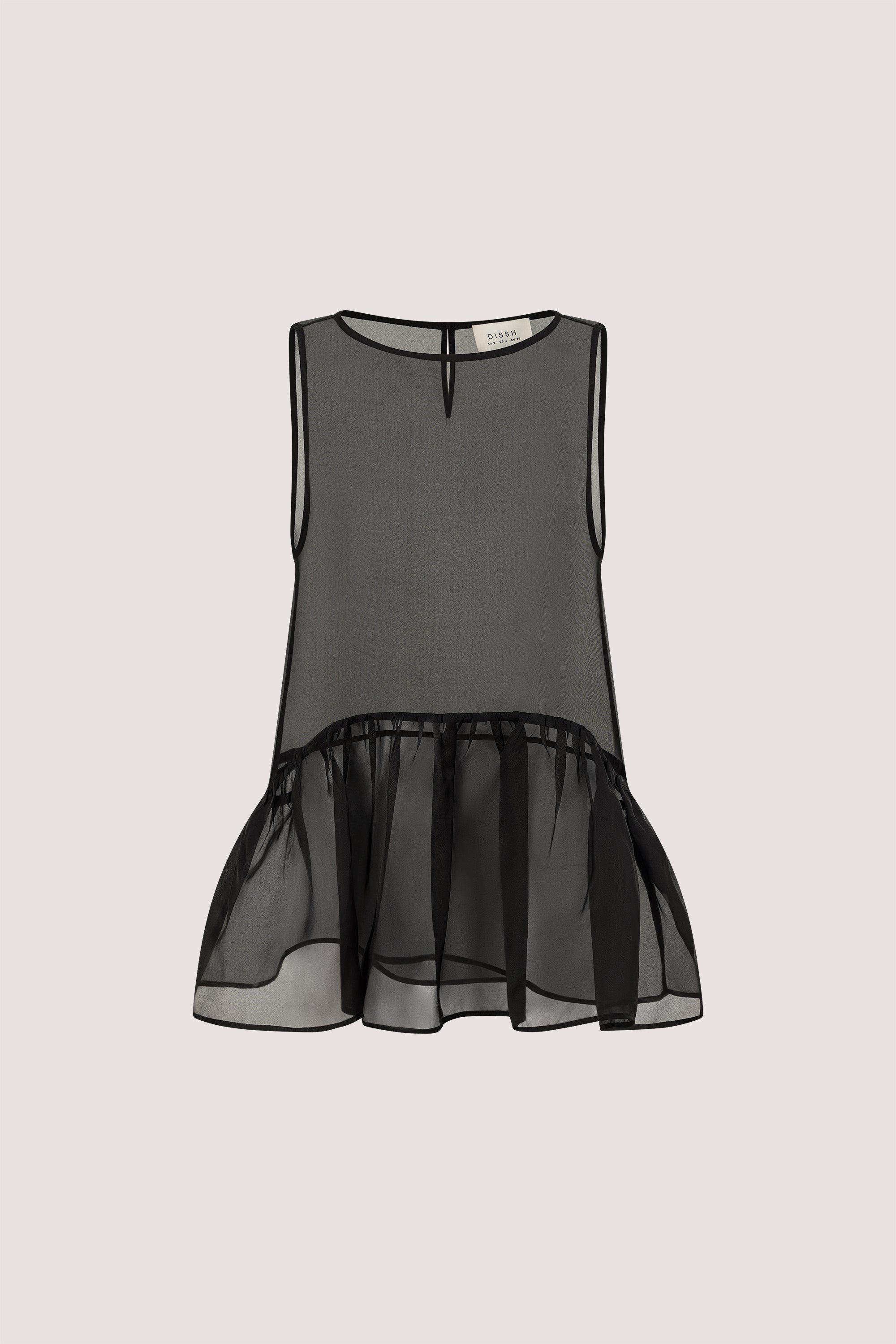 SIAN BLACK ORGANZA DROP WAIST TOP – DISSH