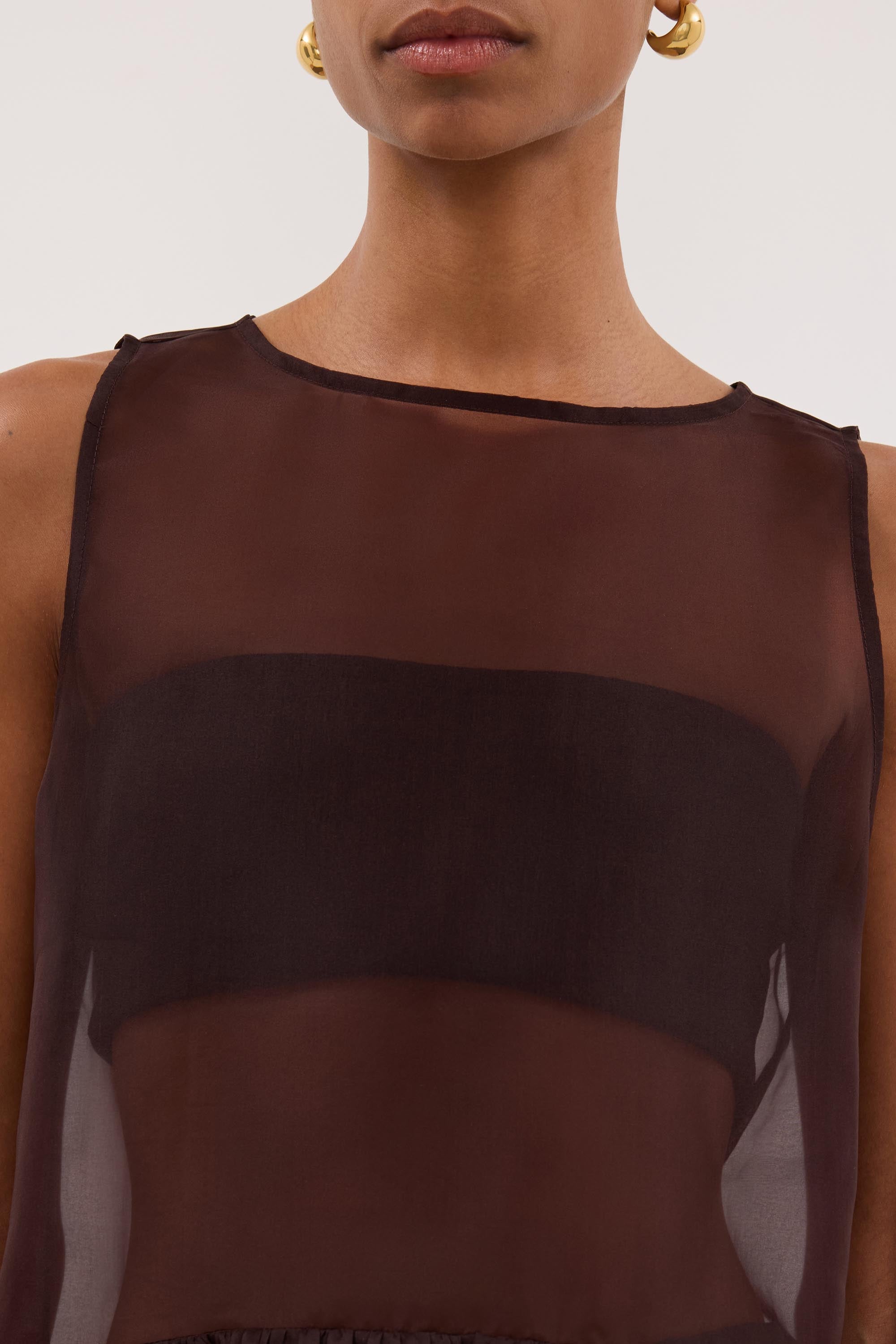 SIAN DK CHOC ORGANZA DROP WAIST TOP – DISSH