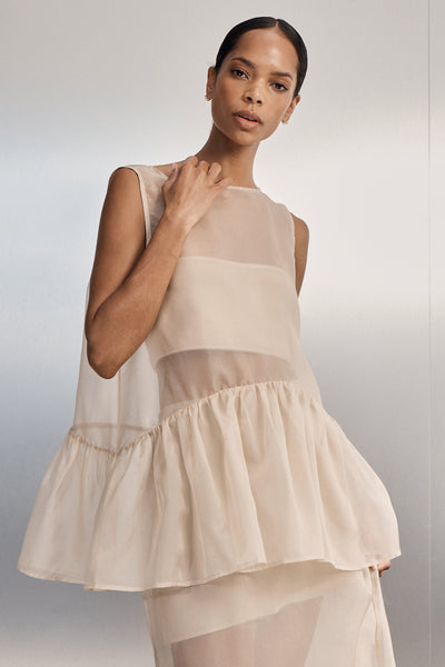 SIAN GOLD ORGANZA DROP WAIST TOP  DISSH