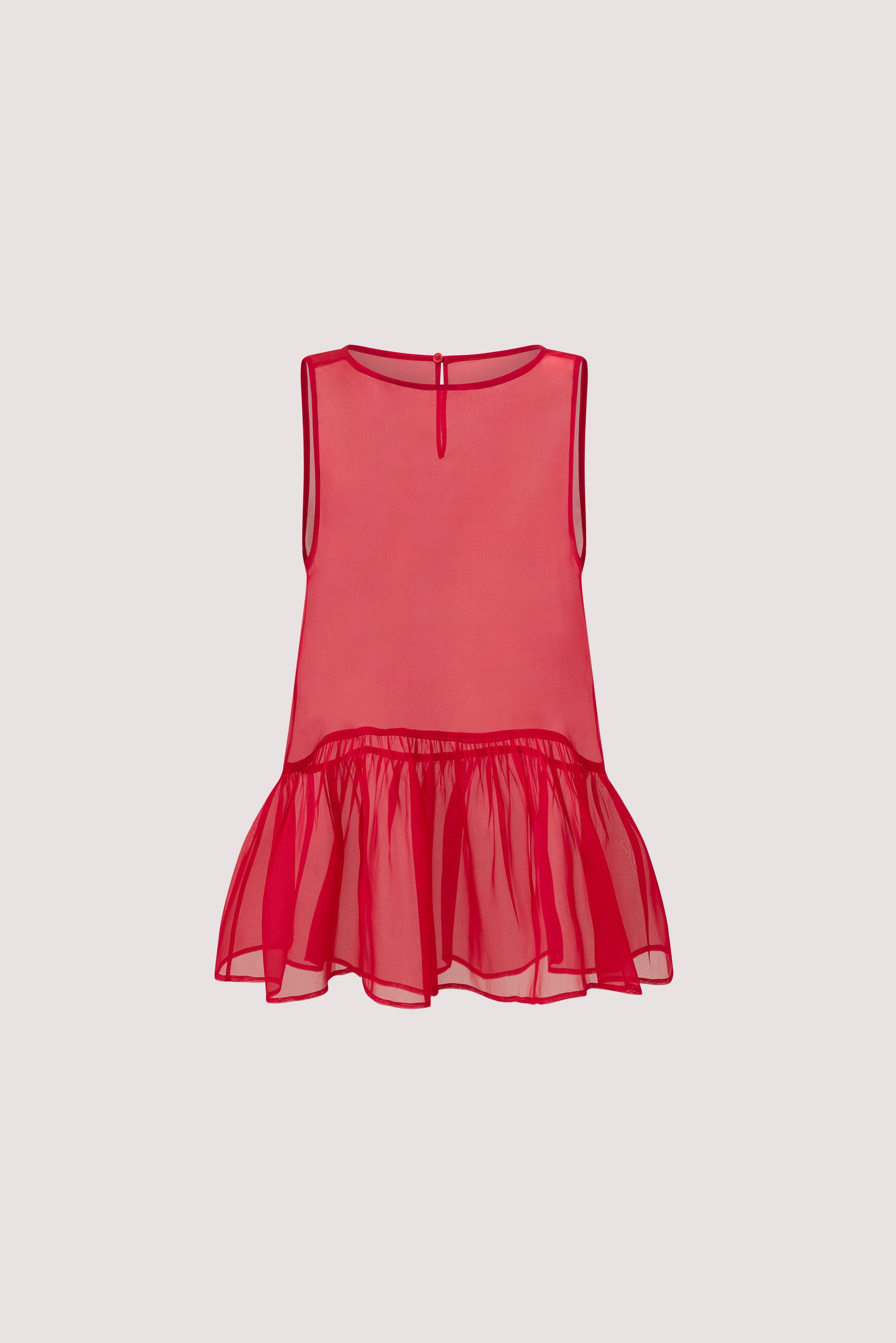 SIAN RED SILK ORGANZA DROP WAIST TOP