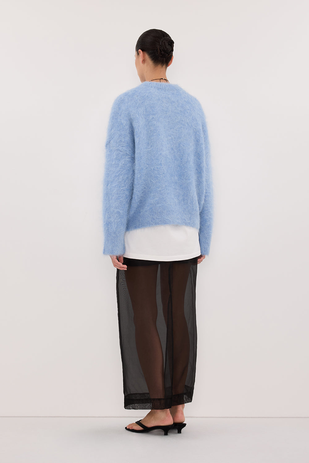 SALMA DUSTY BLUE CREW NECK KNIT JUMPER