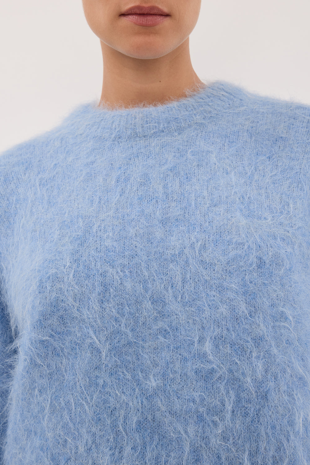 SALMA DUSTY BLUE CREW NECK KNIT JUMPER